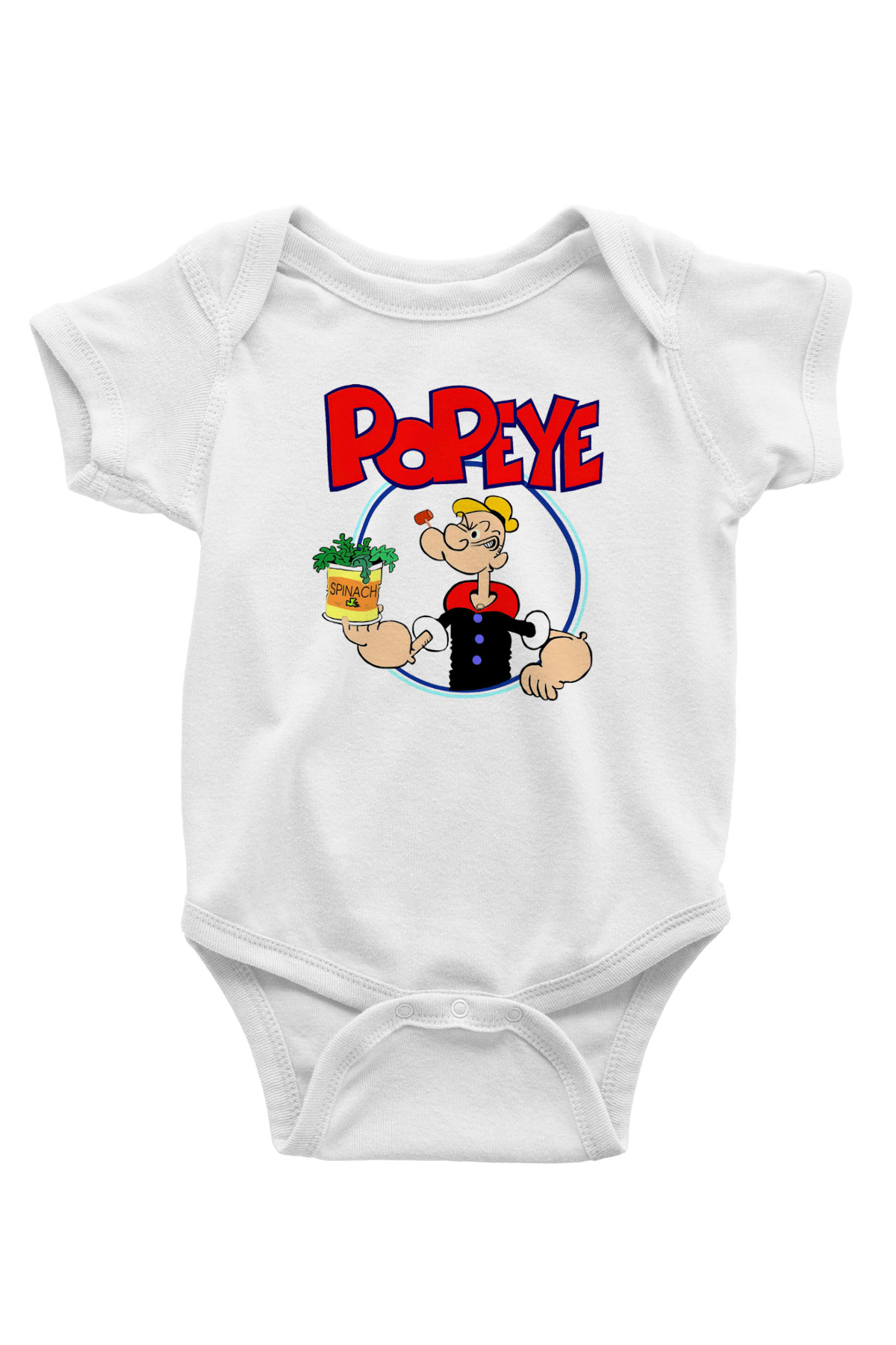Popeye Baskılı Beyaz Unisex Bebek Body - Zıbın