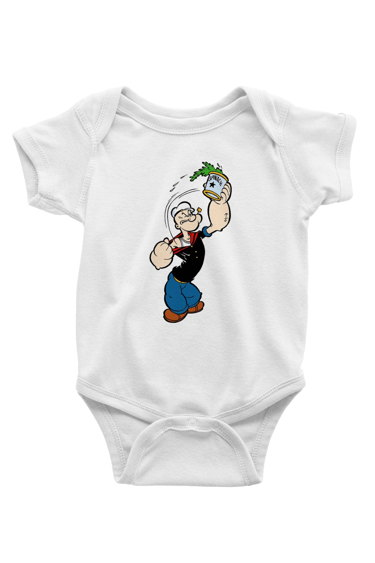 Popeye Baskılı Beyaz Unisex Bebek Body - Zıbın