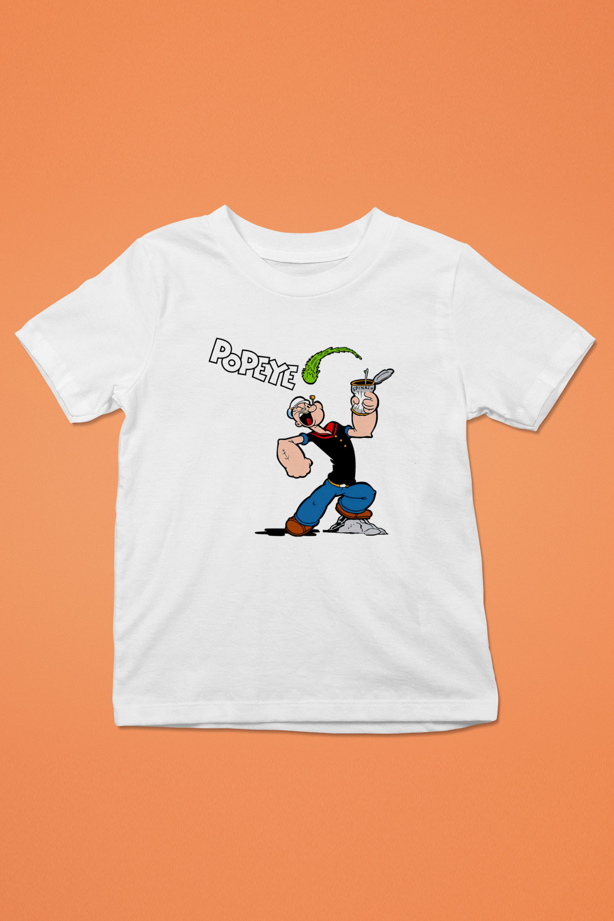 Popeye Baskılı Beyaz Unisex Çocuk Tişört