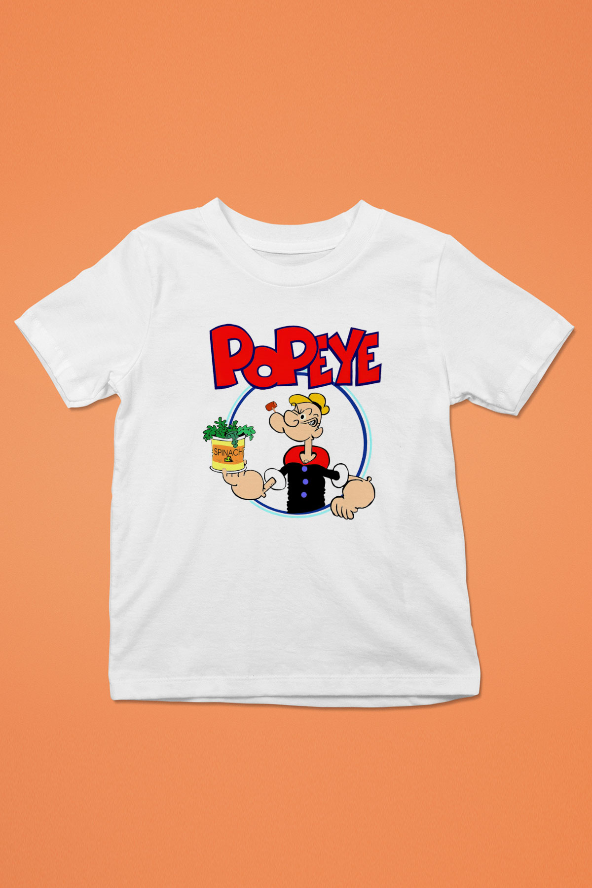 Popeye Baskılı Beyaz Unisex Çocuk Tişört