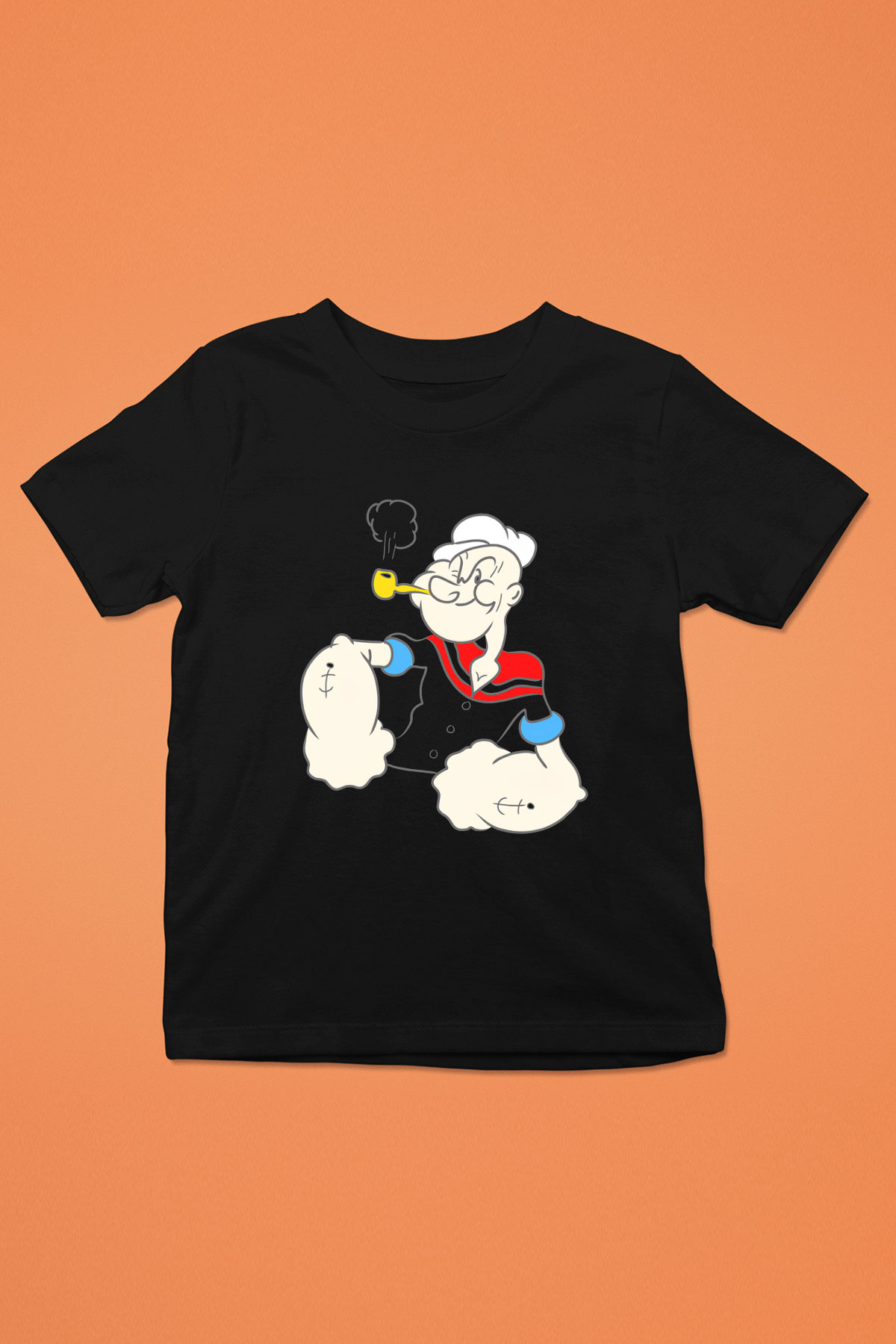 Popeye Baskılı Siyah Unisex Çocuk Tişört