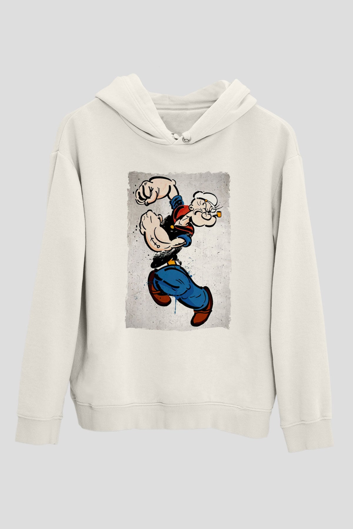 Popeye Beyaz Unisex Hoodie