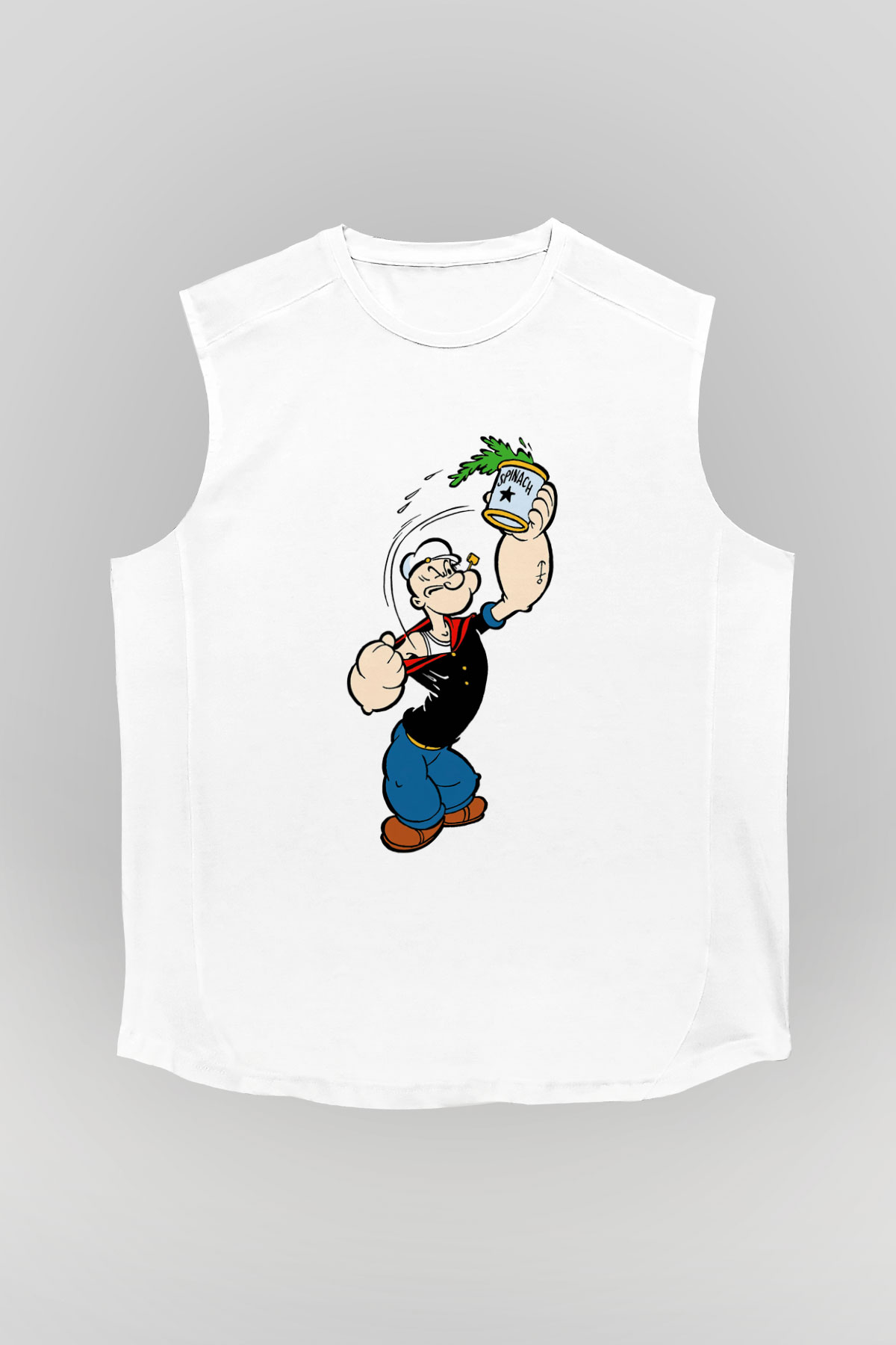 Popeye Beyaz Unisex Kolsuz Tişört
