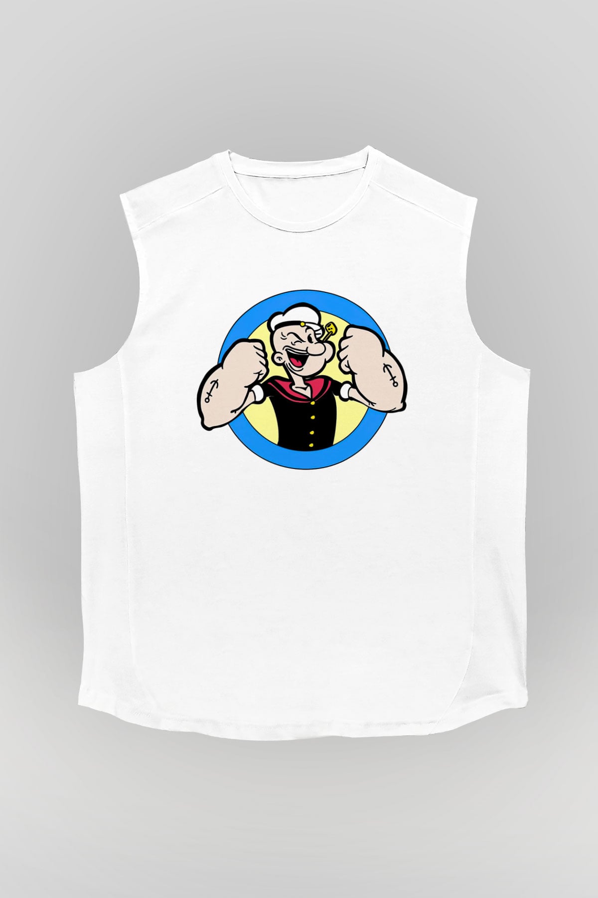 Popeye Beyaz Unisex Kolsuz Tişört