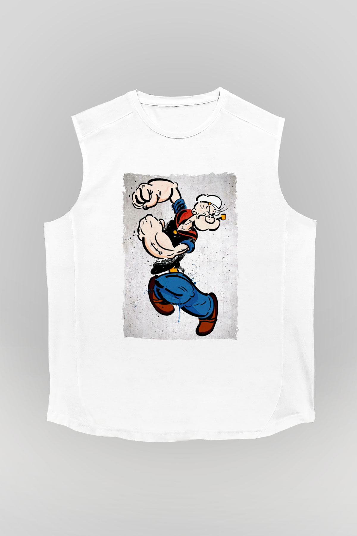 Popeye Beyaz Unisex  Kolsuz Tişört