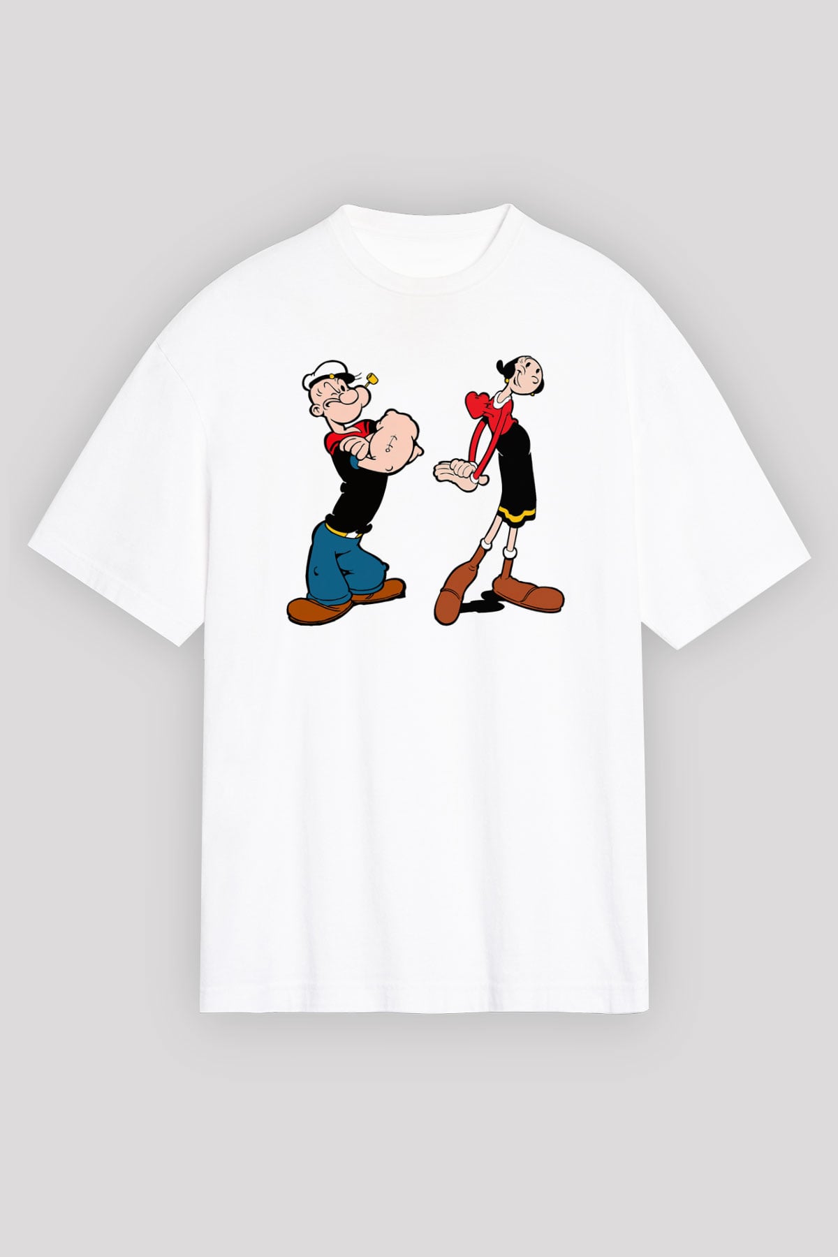 Popeye Beyaz Unisex Oversize Tişört T-Shirt