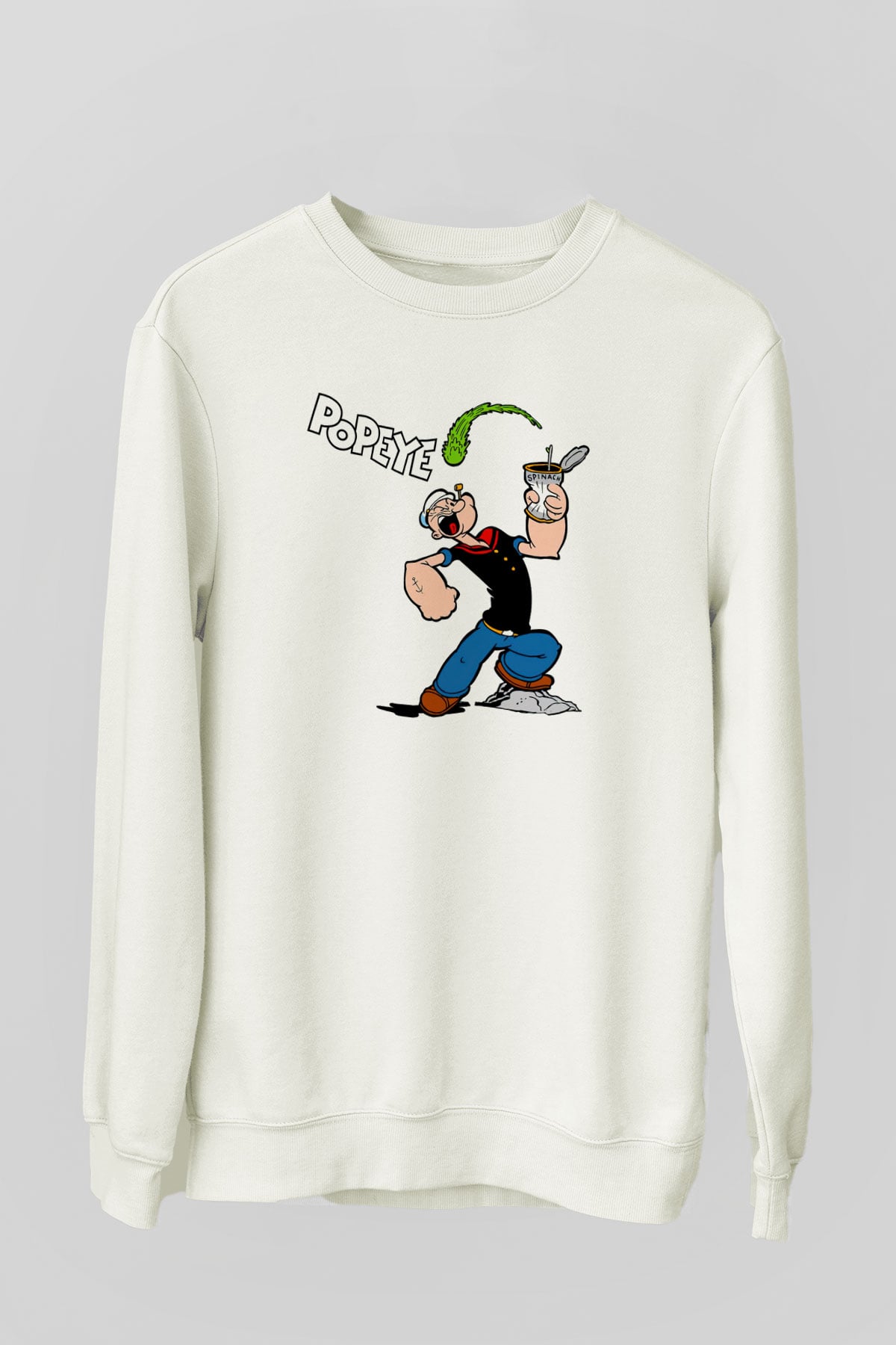Popeye Beyaz Unisex Sweatshirt