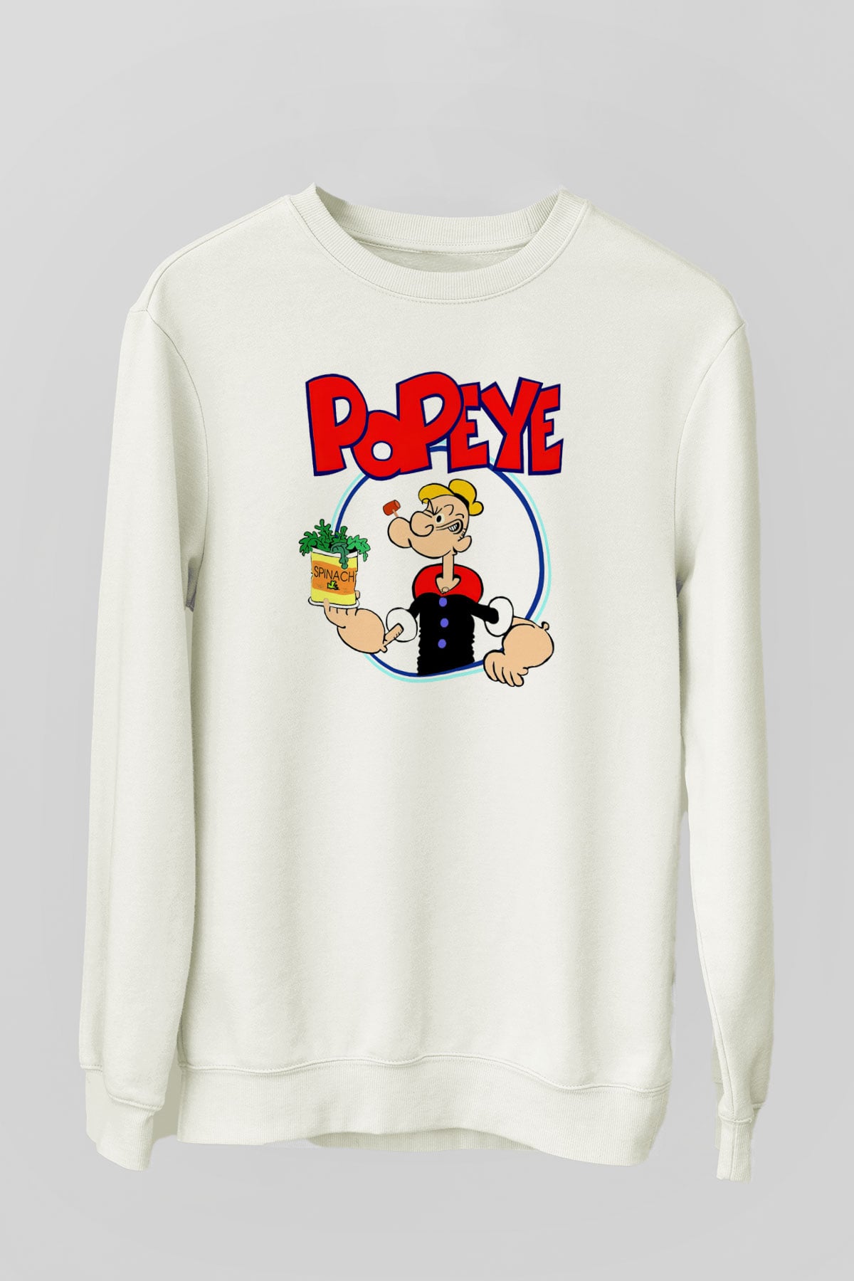 Popeye Beyaz Unisex Sweatshirt