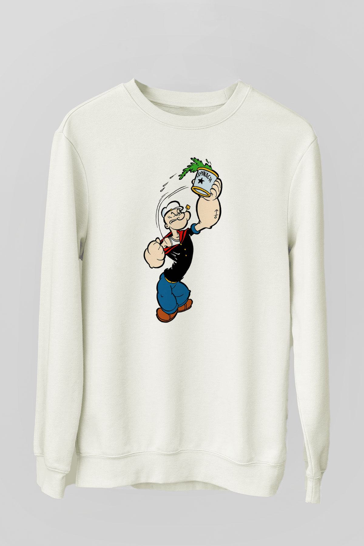 Popeye Beyaz Unisex Sweatshirt