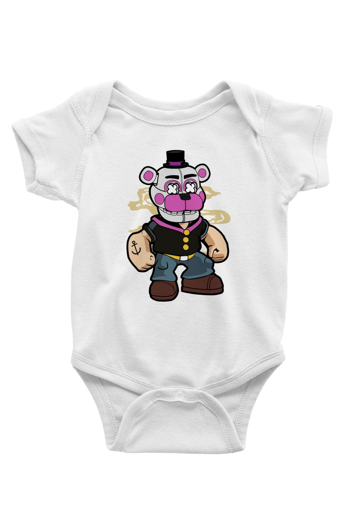 Popeye Freddy Baskılı Unisex Beyaz Bebek Body - Zıbın