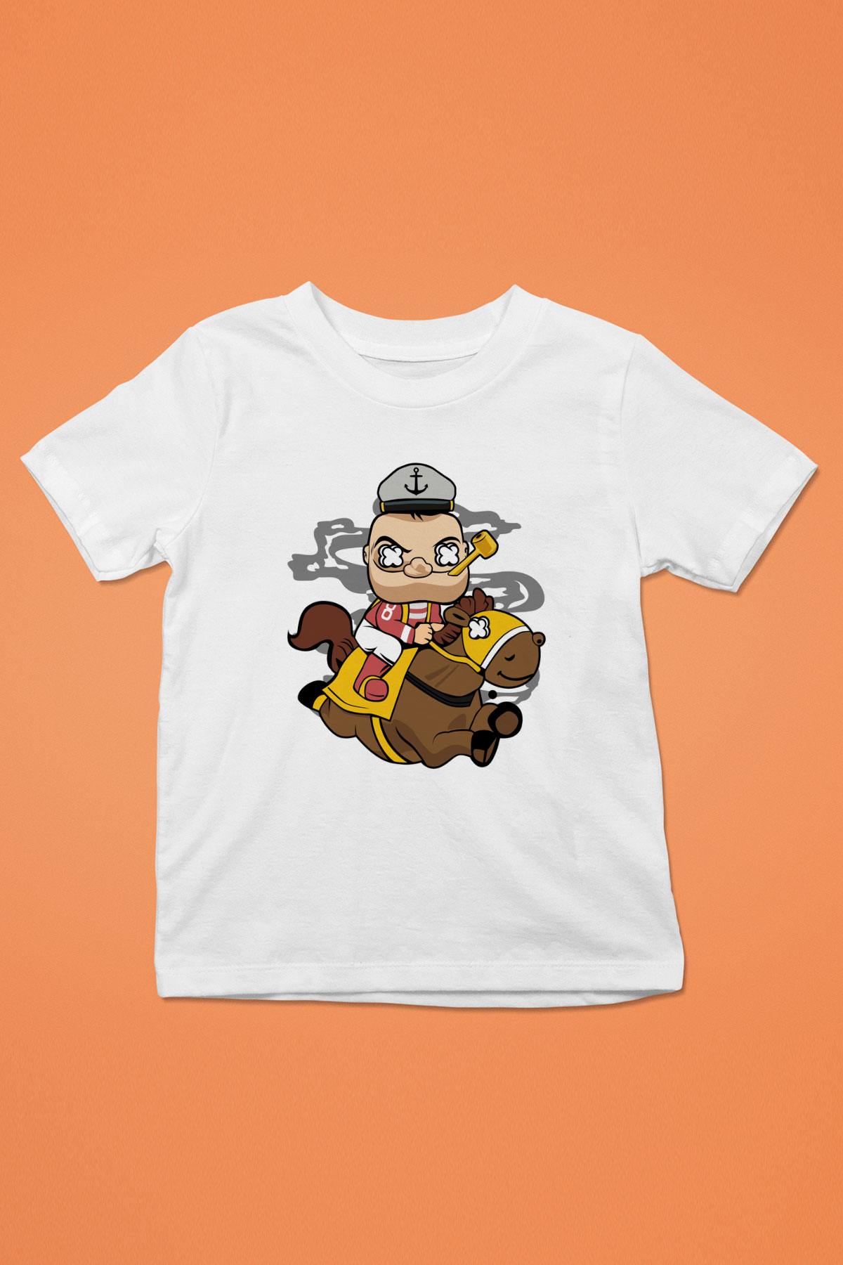 Popeye Jockey Baskılı Beyaz Unisex Çocuk Tişört