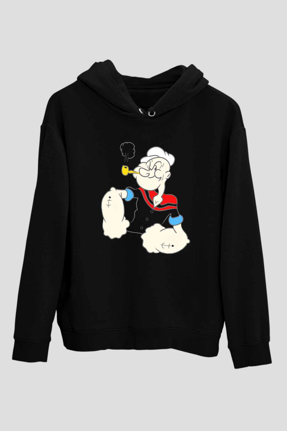 Popeye Siyah Unisex Kapüşonlu Sweatshirt