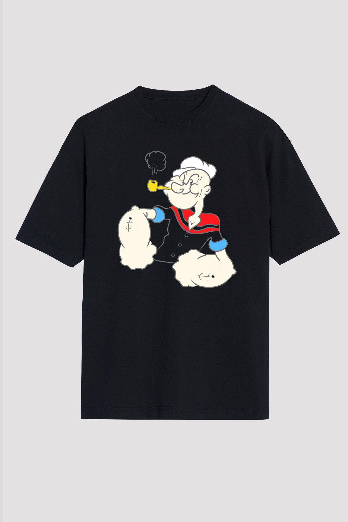 Popeye Siyah Unisex Oversize Tişört
