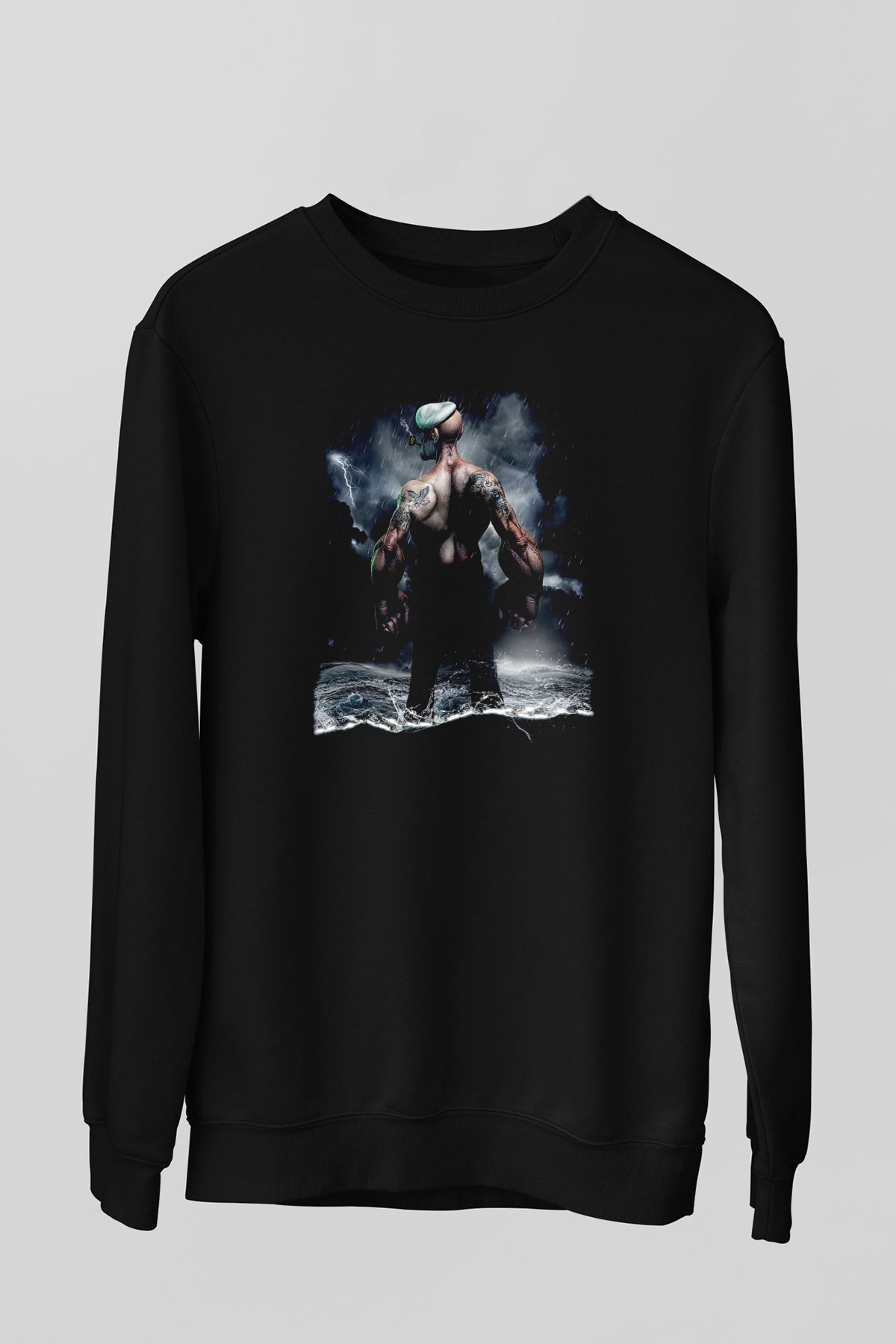 Popeye Siyah Unisex Sweatshirt