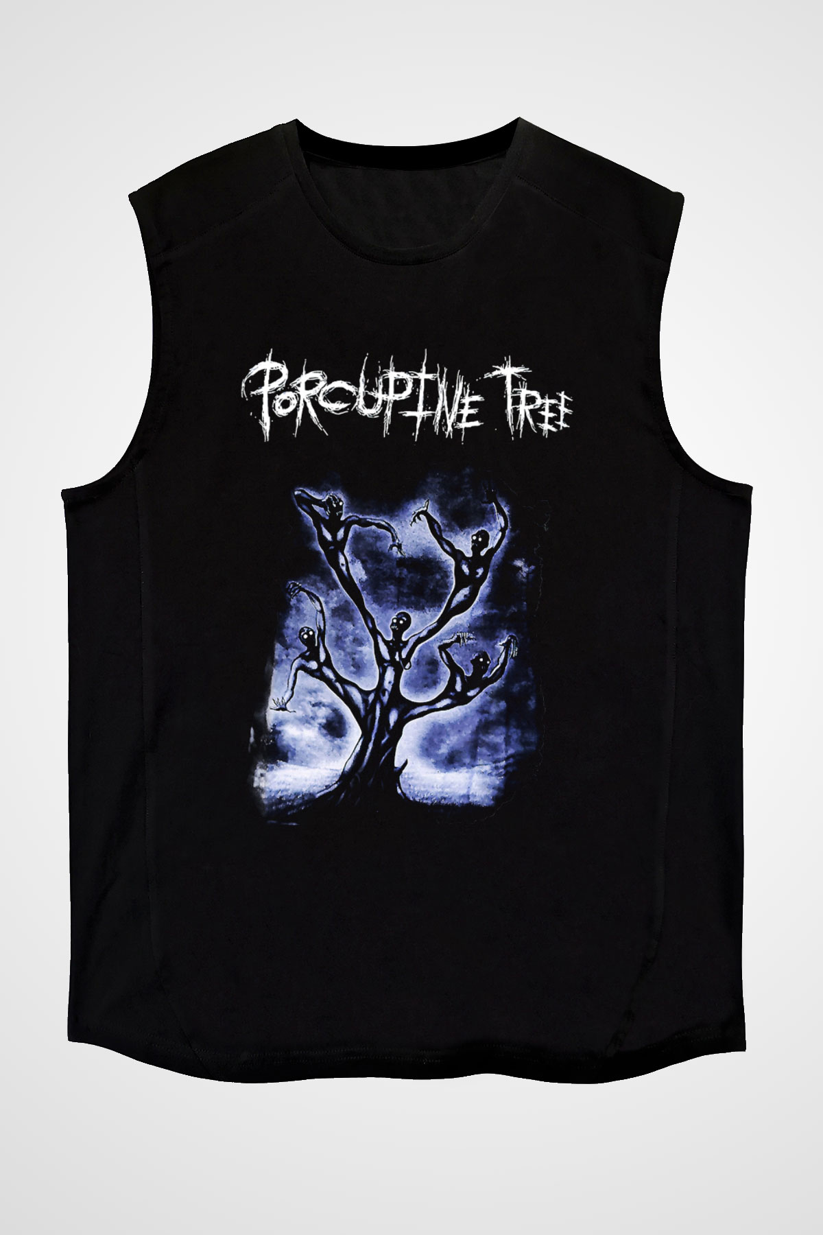 Porcupine Tree Baskılı Unisex Siyah Kolsuz Tişört - Tshirt