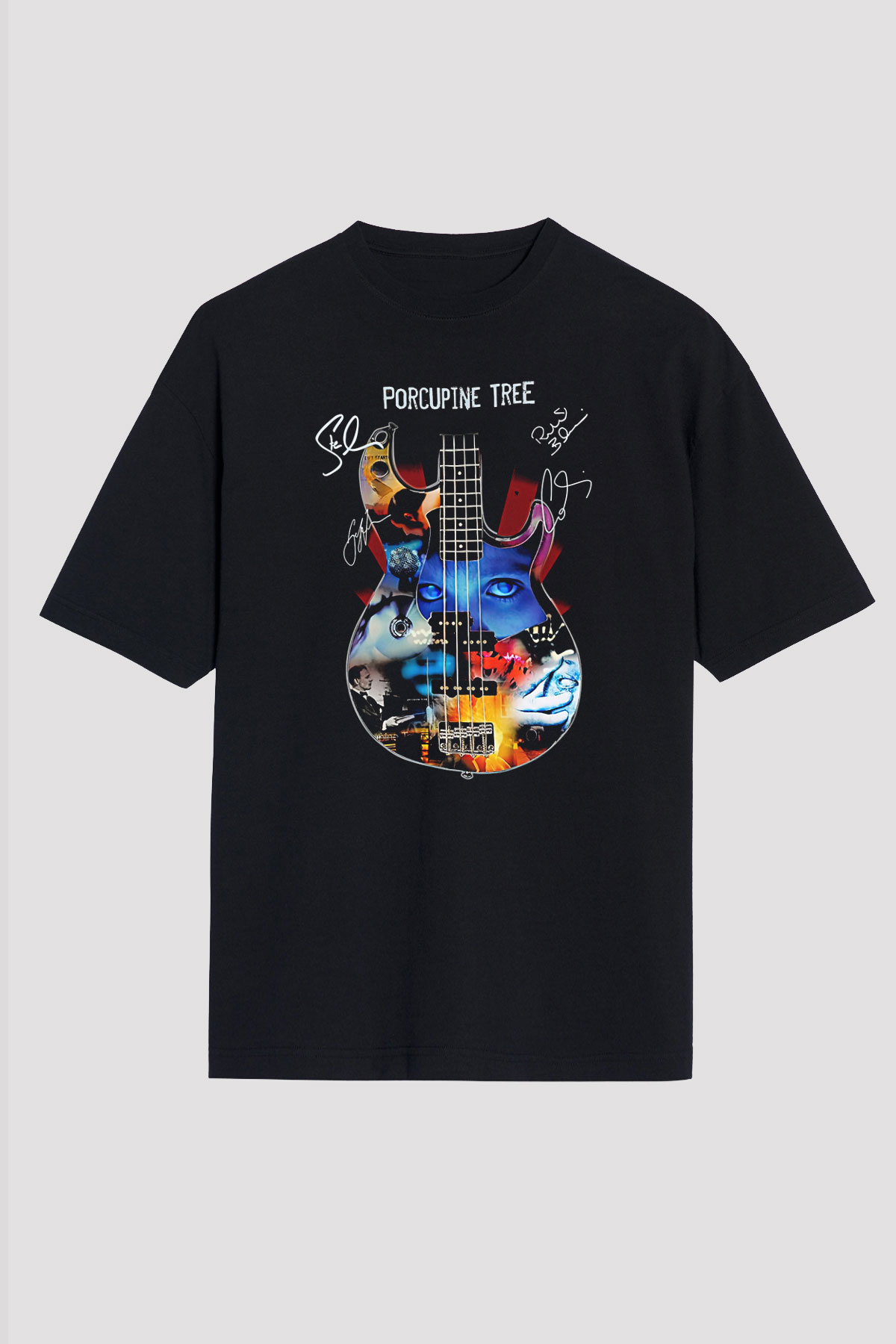 Porcupine Tree Baskılı Unisex Siyah Oversize Tişört - Tshirt