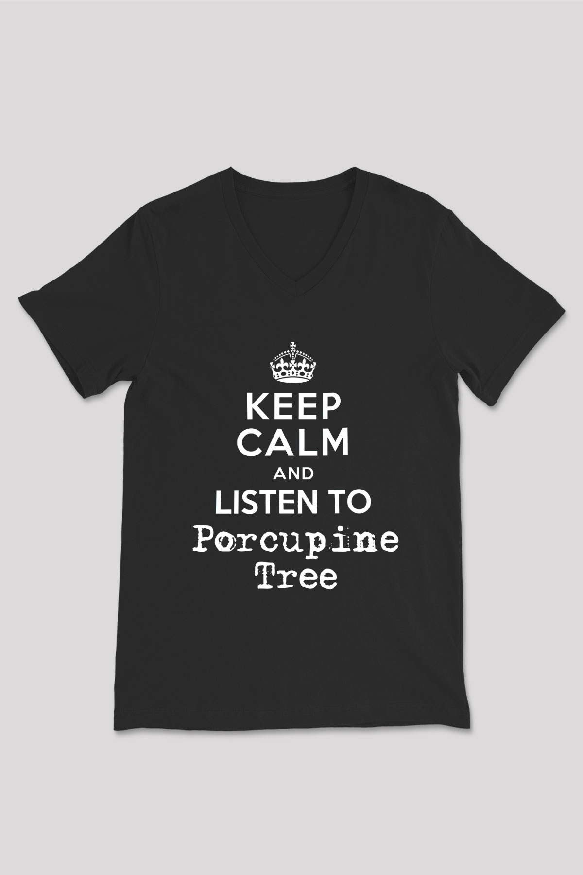Porcupine Tree Baskılı Unisex Siyah V Yaka Tişört - Tshirt