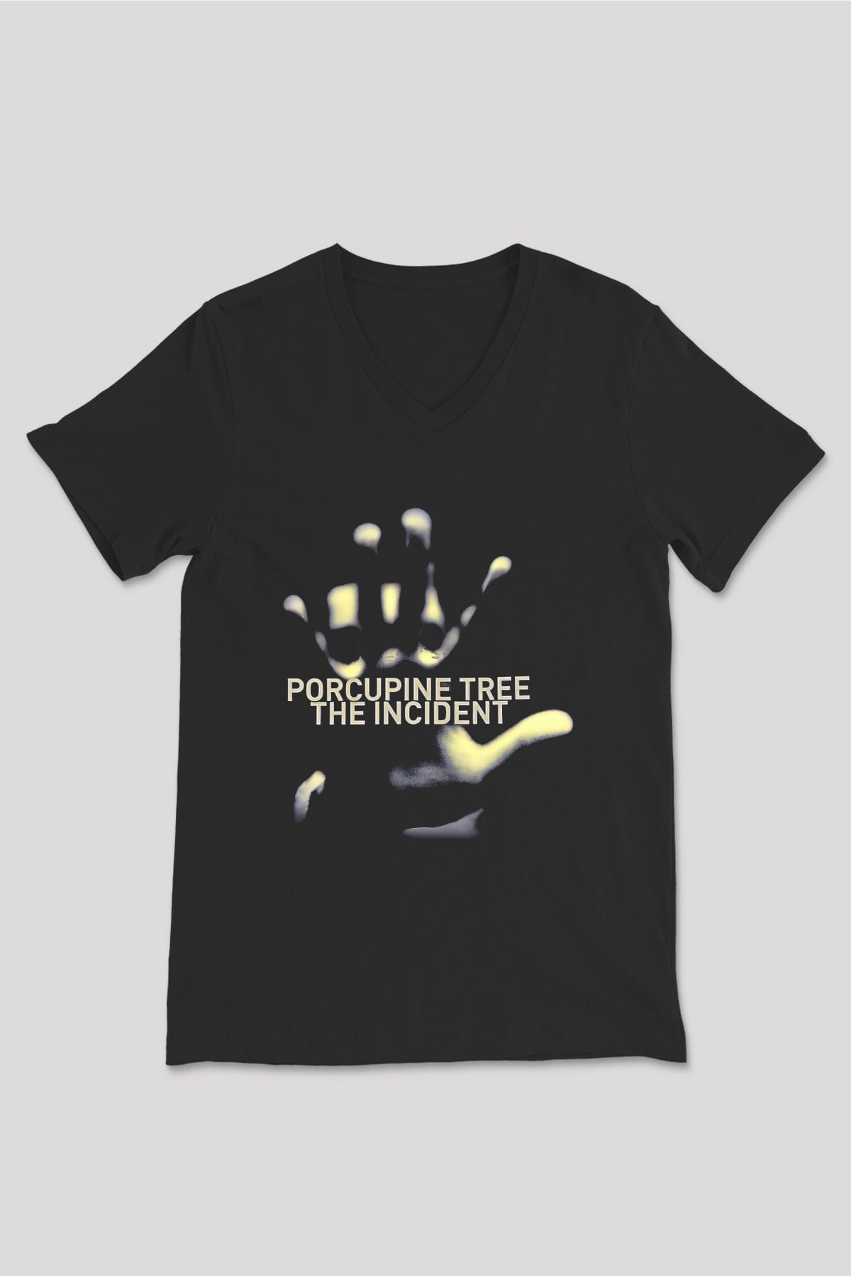 Porcupine Tree Baskılı Unisex Siyah V Yaka Tişört - Tshirt