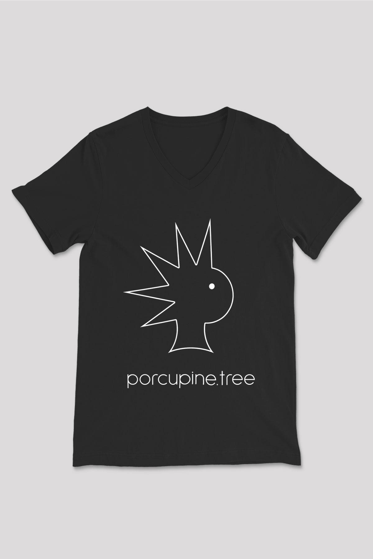 Porcupine Tree Baskılı Unisex Siyah V Yaka Tişört - Tshirt