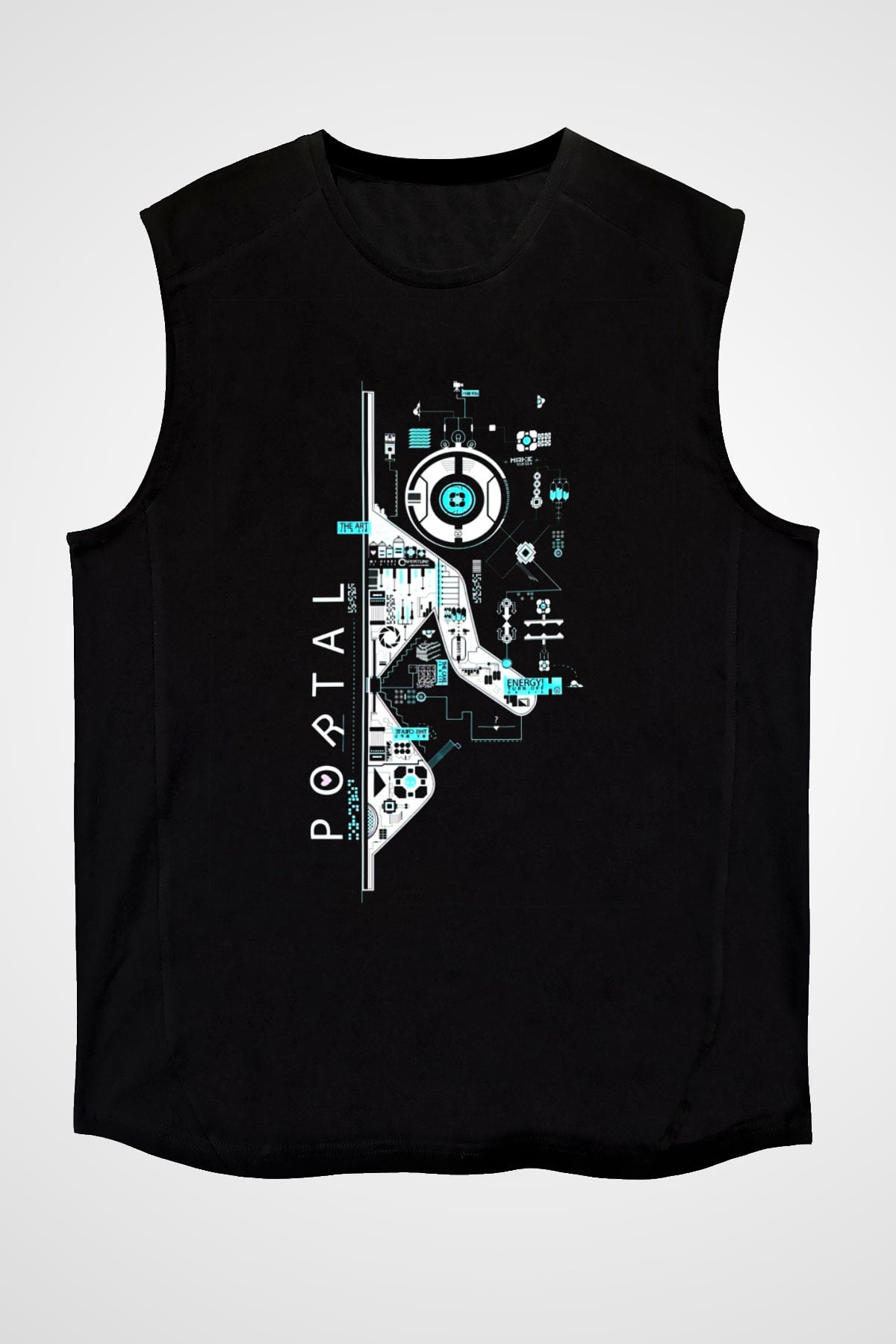 Portal Siyah Unisex Kolsuz Tişört