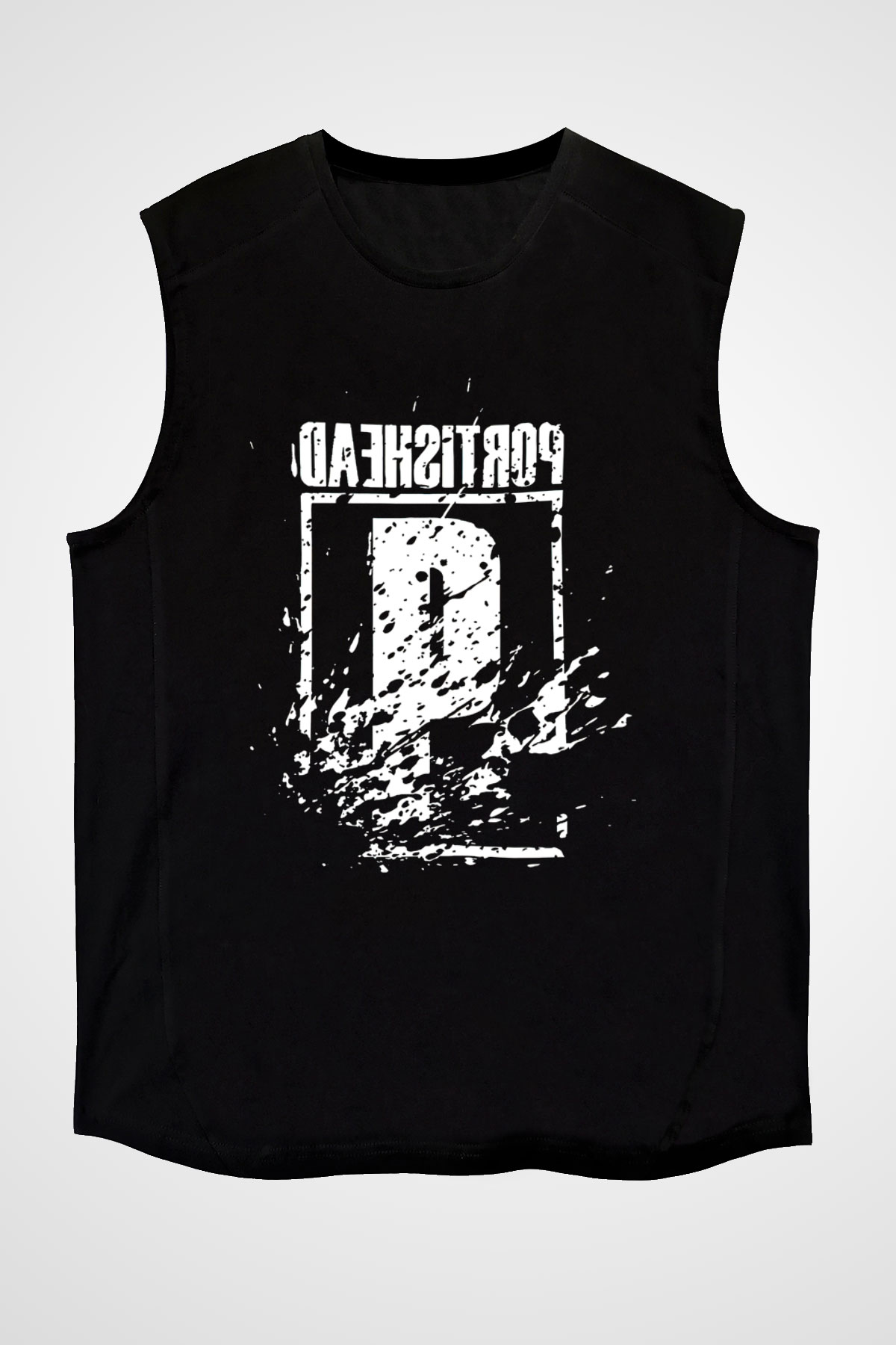 Portishead Baskılı Unisex Siyah Kolsuz Tişört - Tshirt