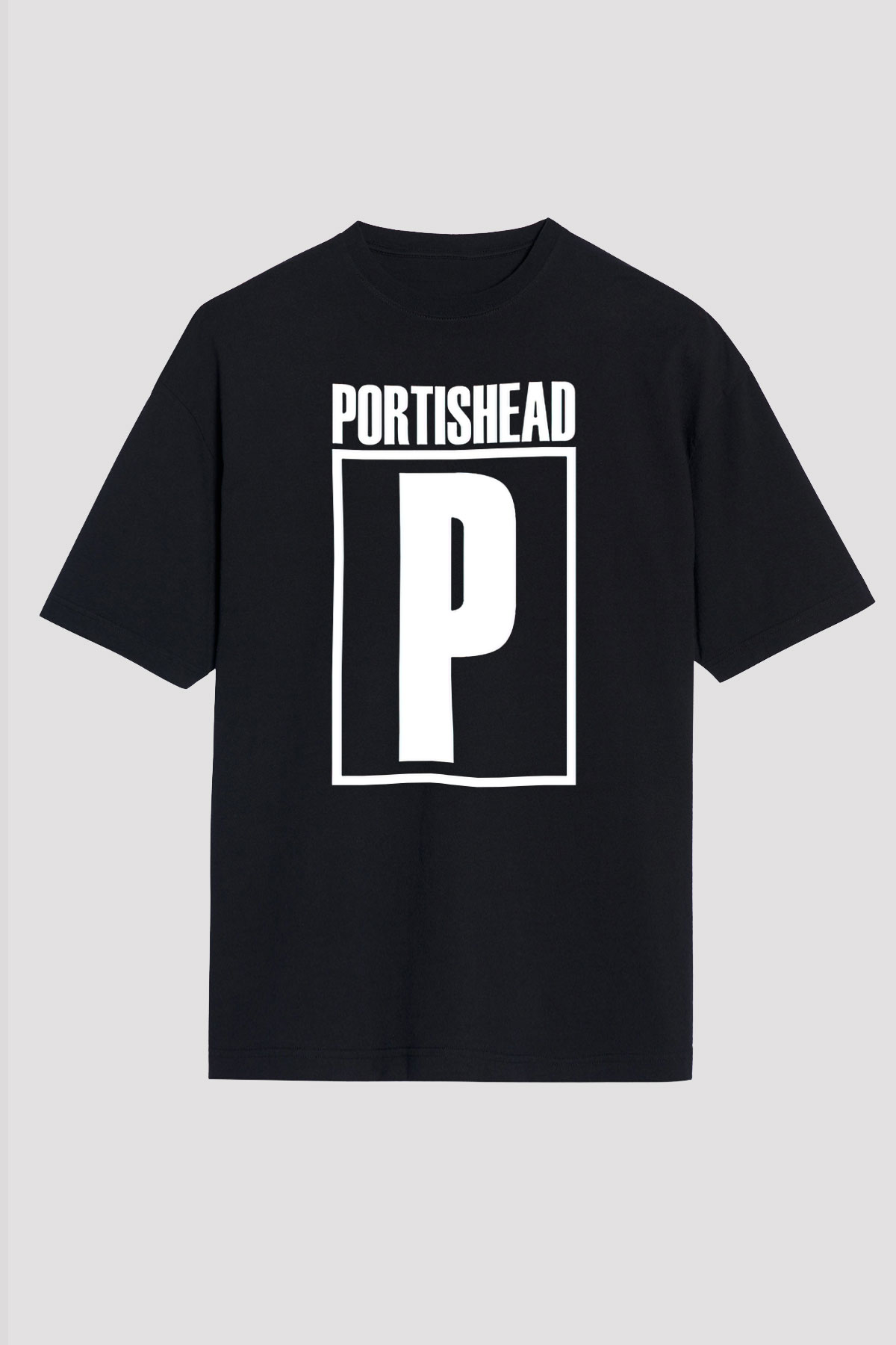 Portishead Baskılı Unisex Siyah Oversize Tişört - Tshirt