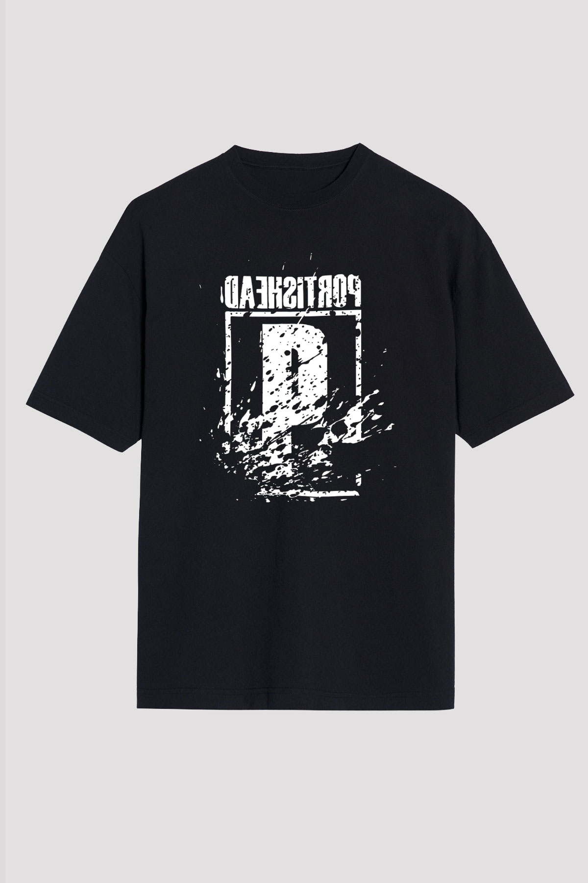 Portishead Baskılı Unisex Siyah Oversize Tişört - Tshirt