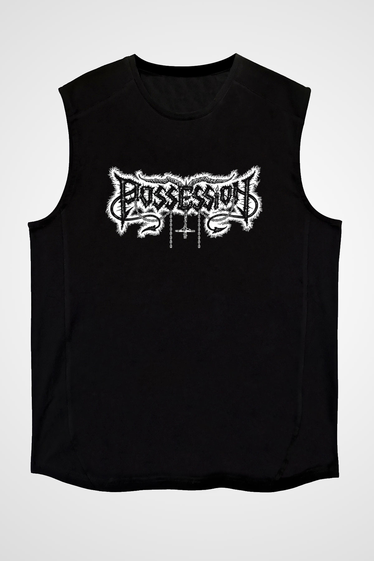 Possessed Baskılı Unisex Siyah Kolsuz Tişört - Tshirt
