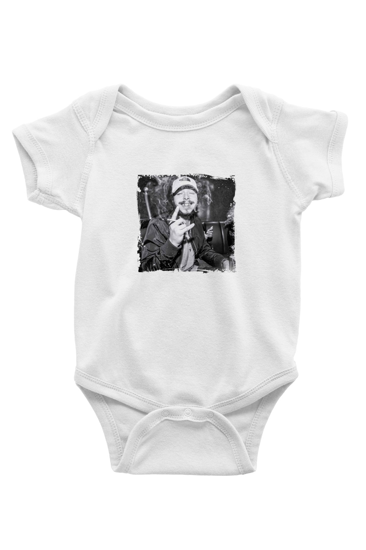 Post Malone Baskılı Unisex Beyaz Bebek Body - Zıbın