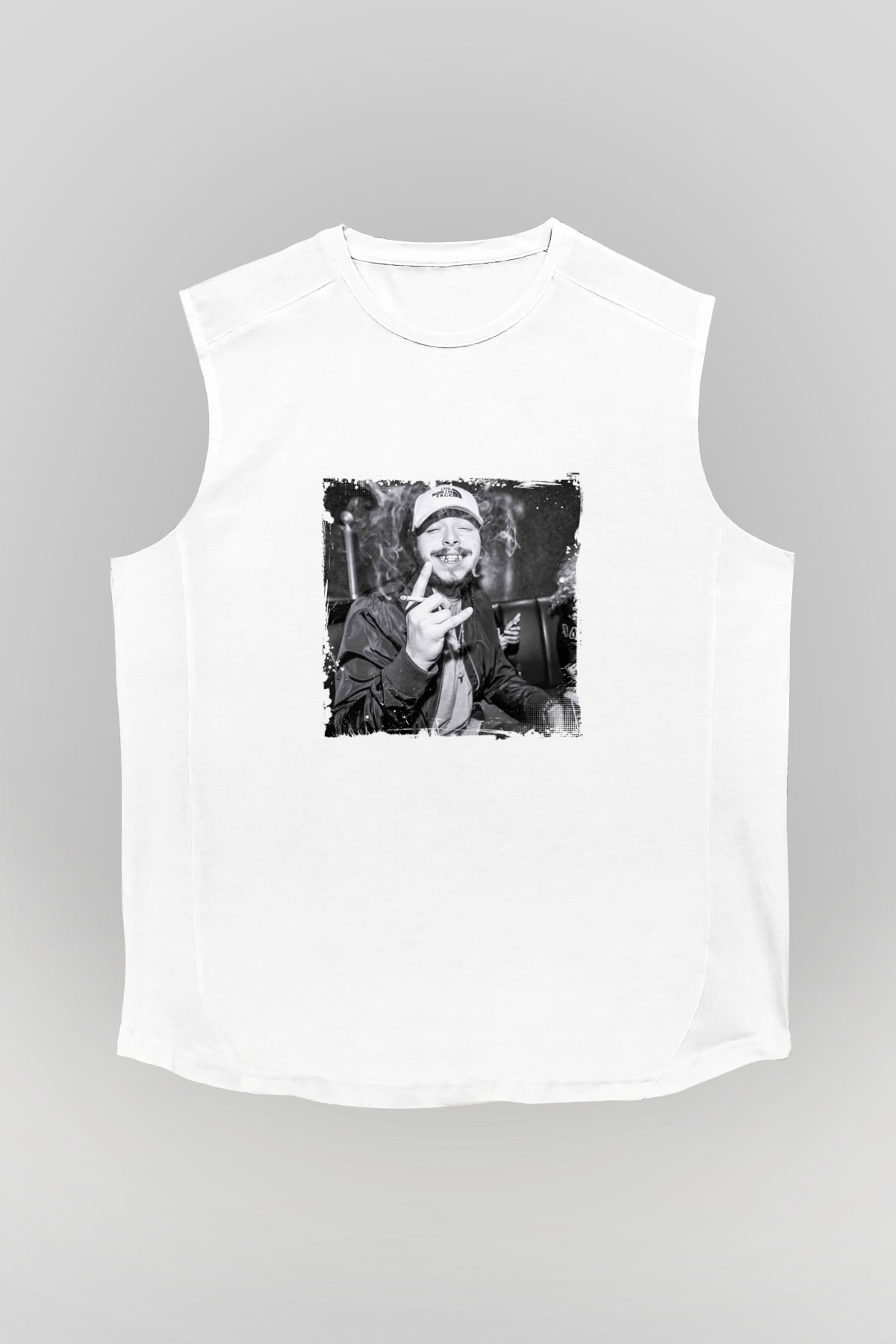 Post Malone Baskılı Unisex Beyaz Kolsuz Tişört