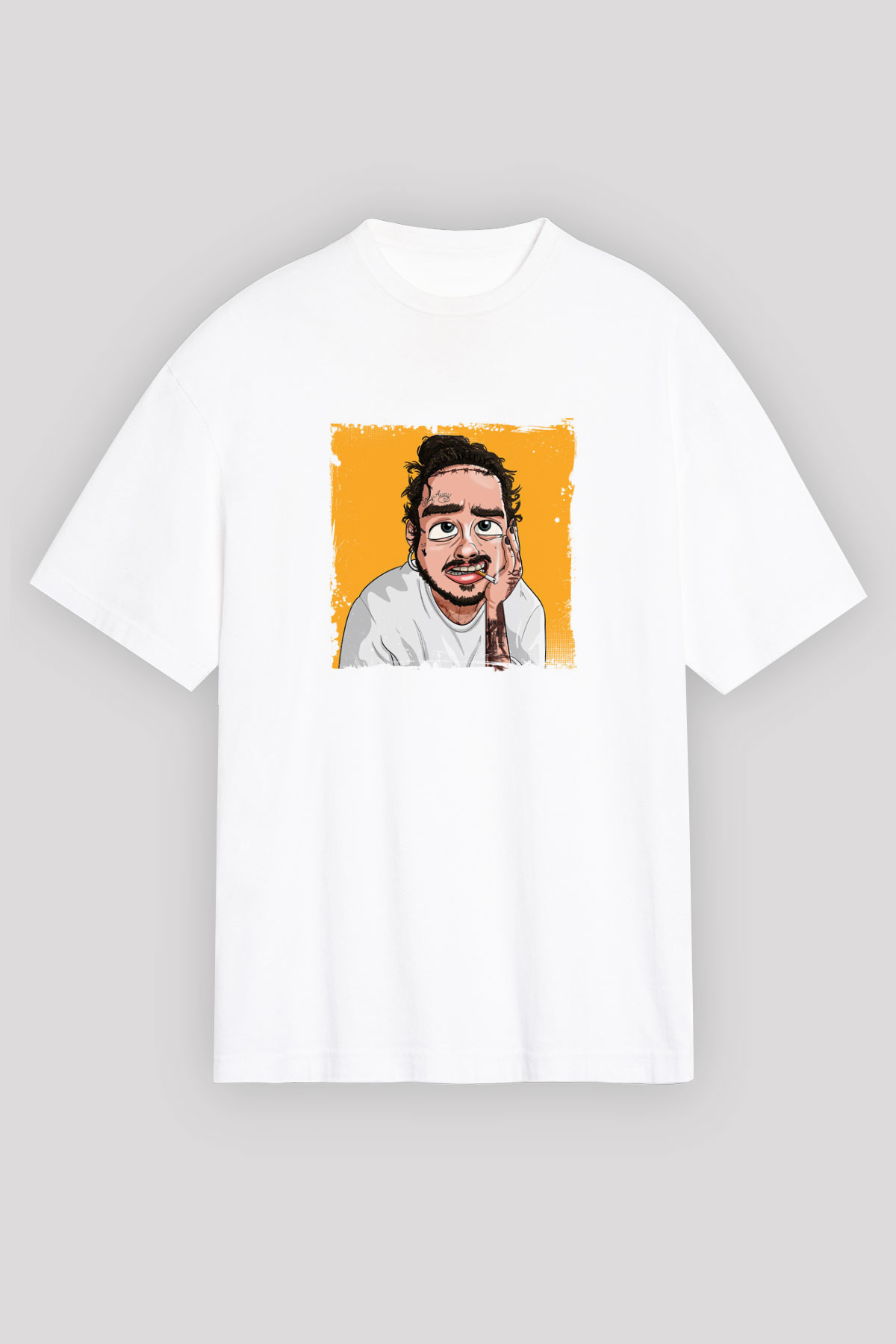 Post Malone Baskılı Unisex Beyaz Tişört
