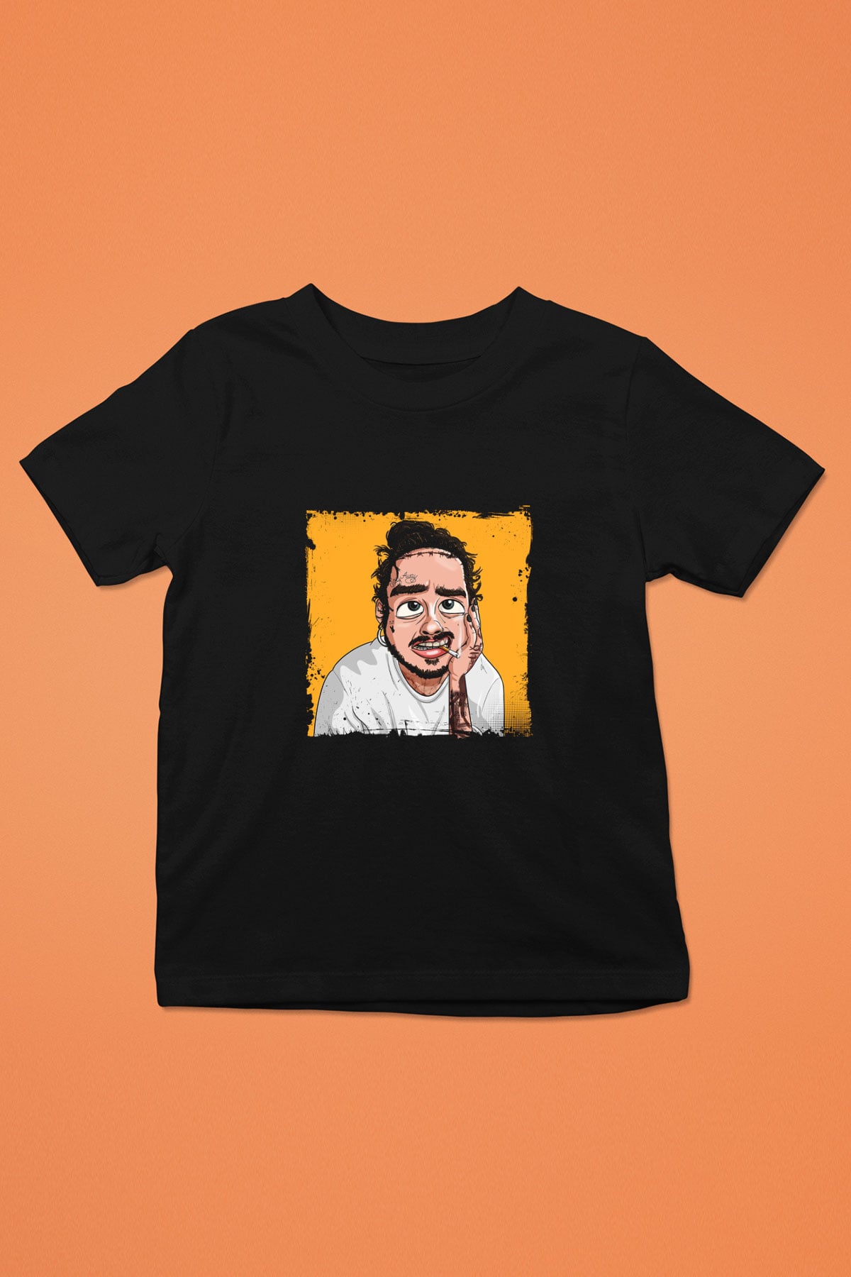 Post Malone Baskılı Unisex Siyah Çocuk Tişört