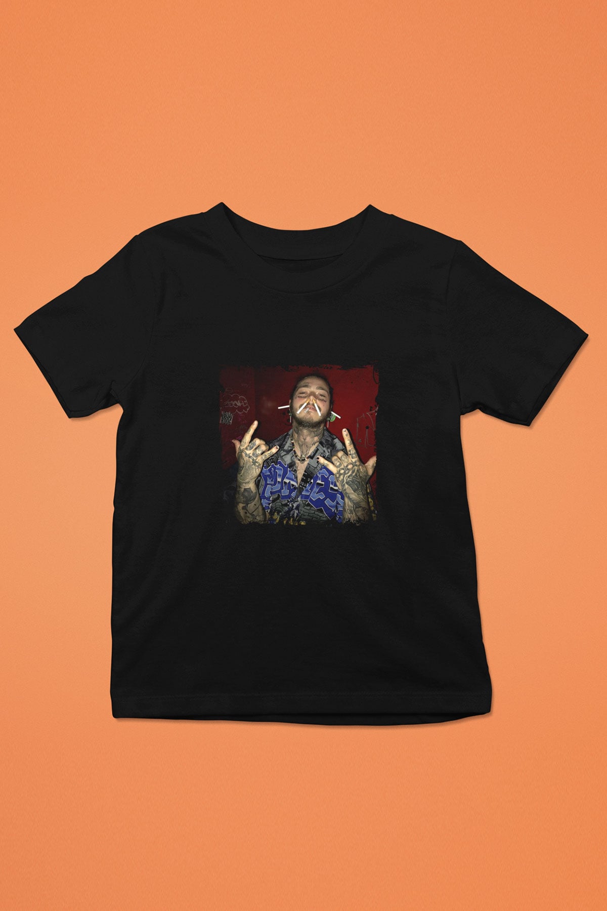 Post Malone Baskılı Unisex Siyah Çocuk Tişört