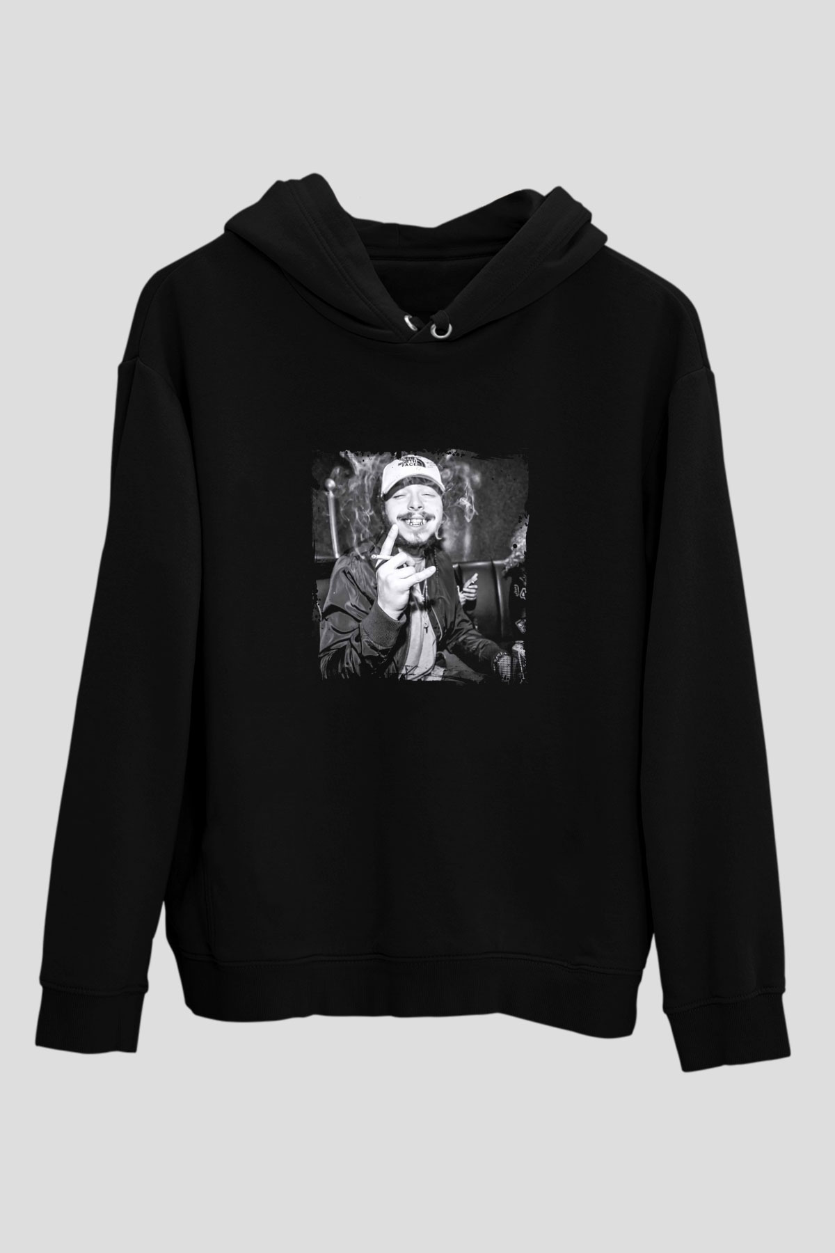 Post Malone Baskılı Unisex Siyah Hoodie