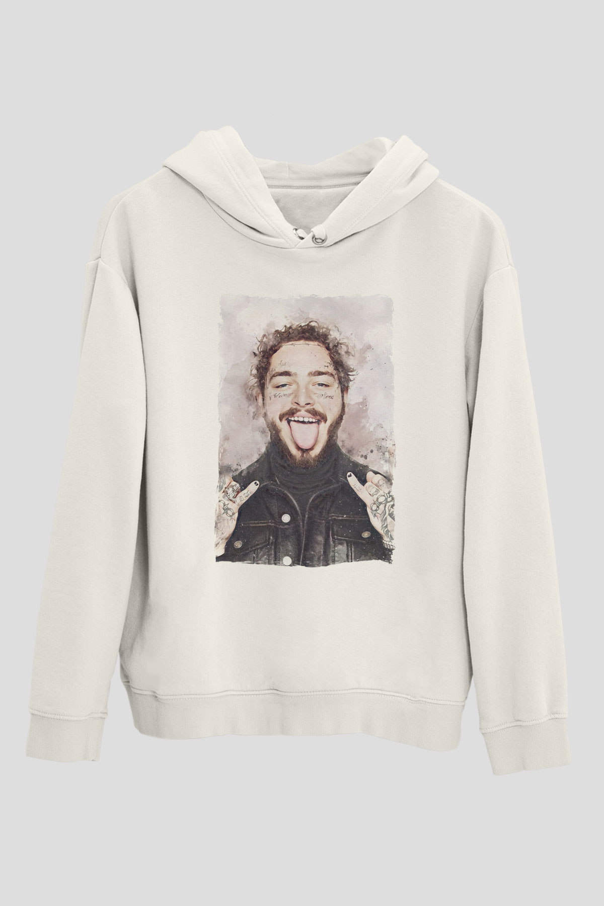 Post Malone Beyaz Unisex Kapüşonlu Sweatshirt