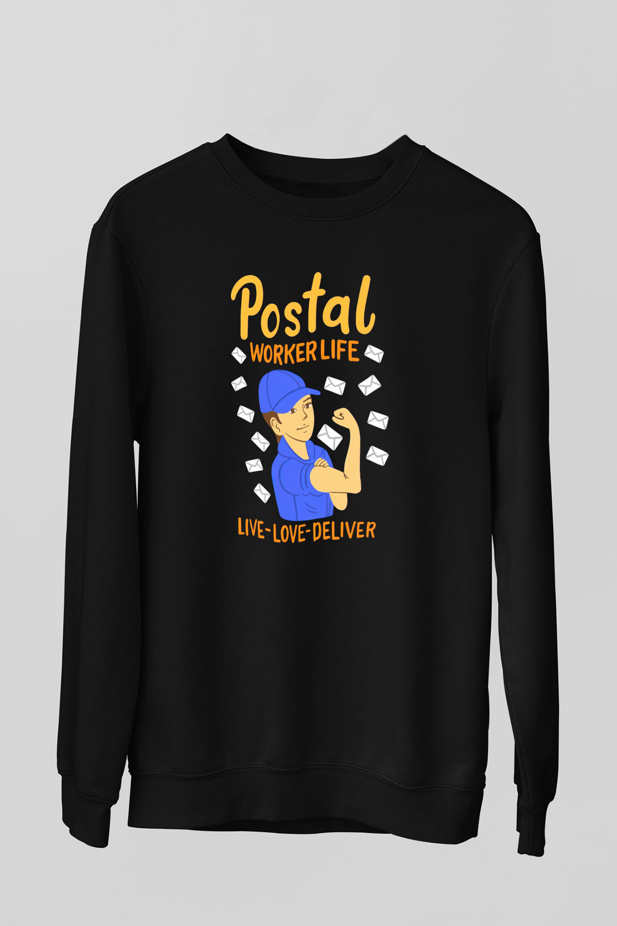 Postacı Siyah Unisex Sweatshirt