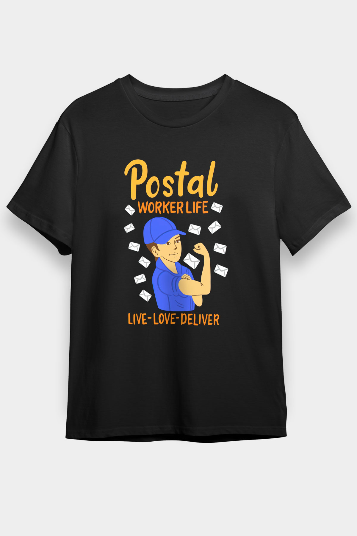 Postacı Siyah Unisex Tişört T-Shirt - TişörtFabrikası