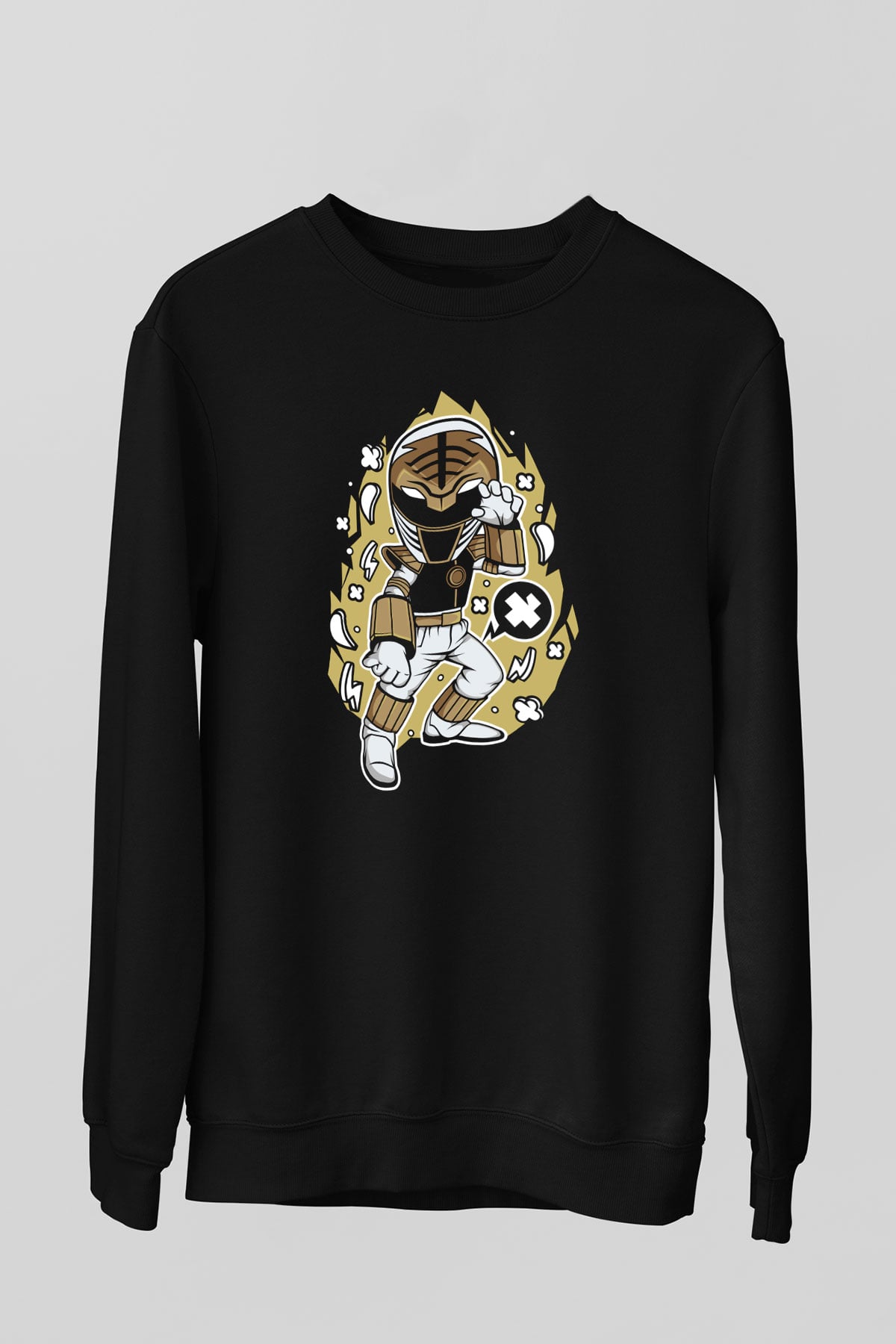 Power Ranger Baskılı Siyah Unisex Tshirt