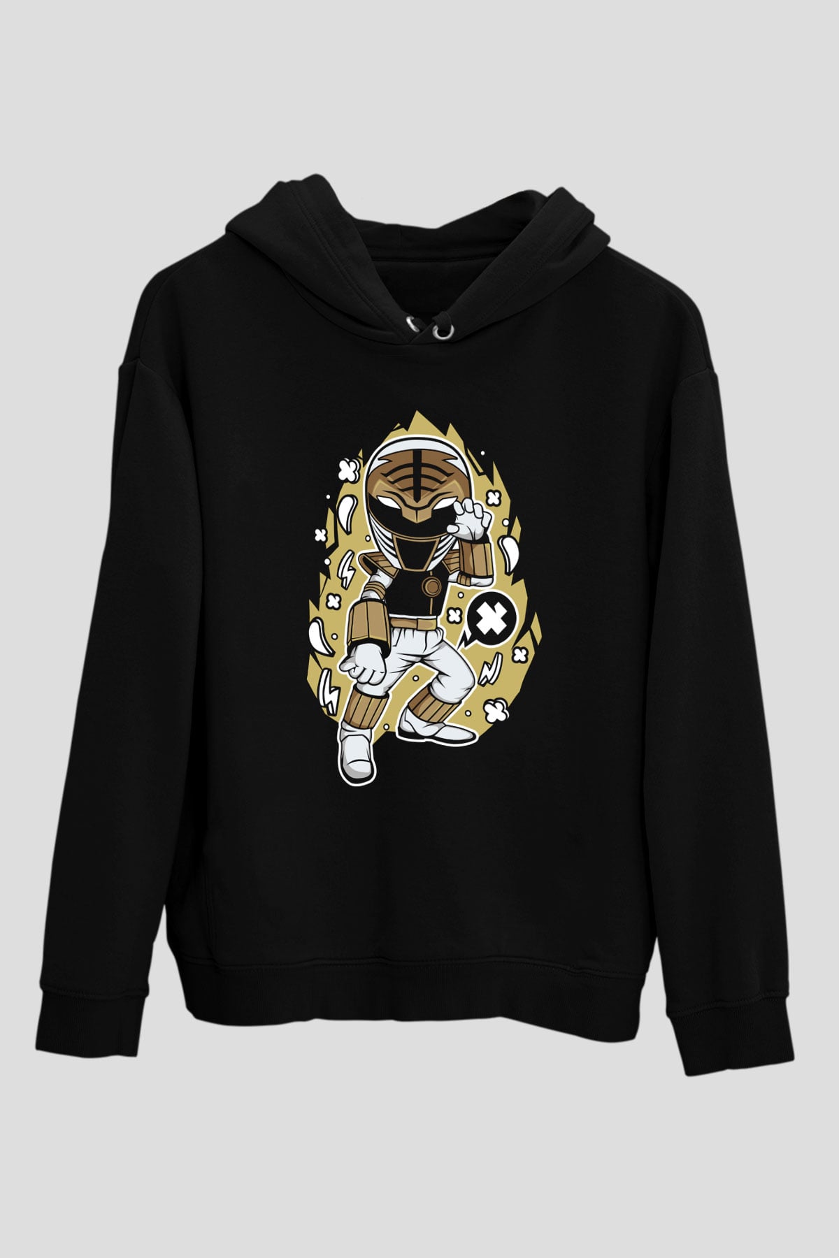 Power Ranger Baskılı Siyah Unisex Tshirt