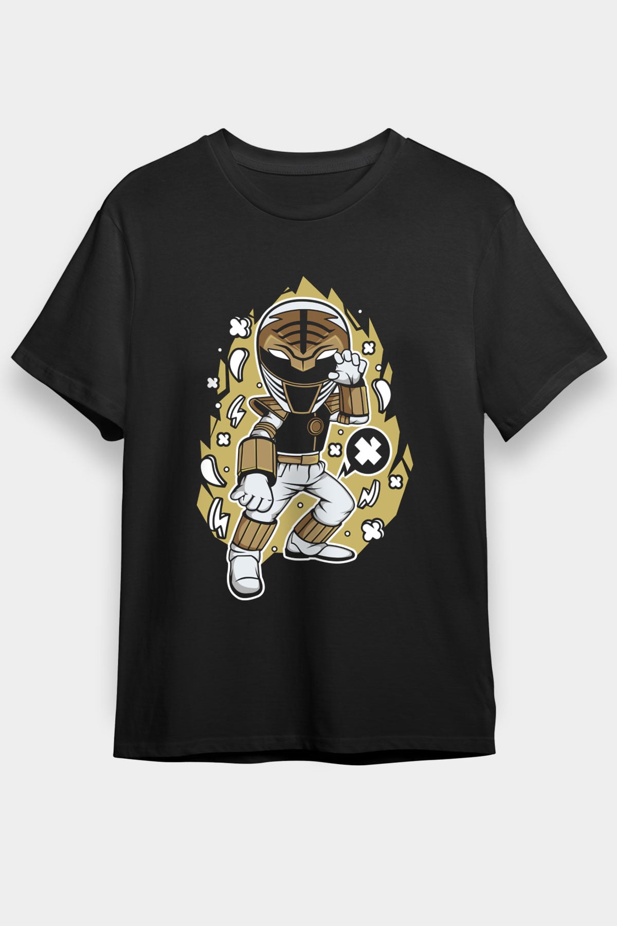 Power Ranger Baskılı Siyah Unisex Tshirt
