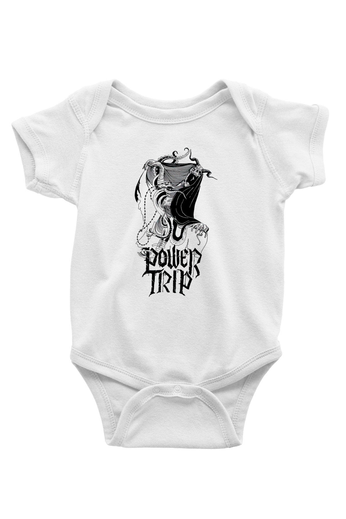Power Trip Baskılı Beyaz Unisex Bebek Body - Zıbın