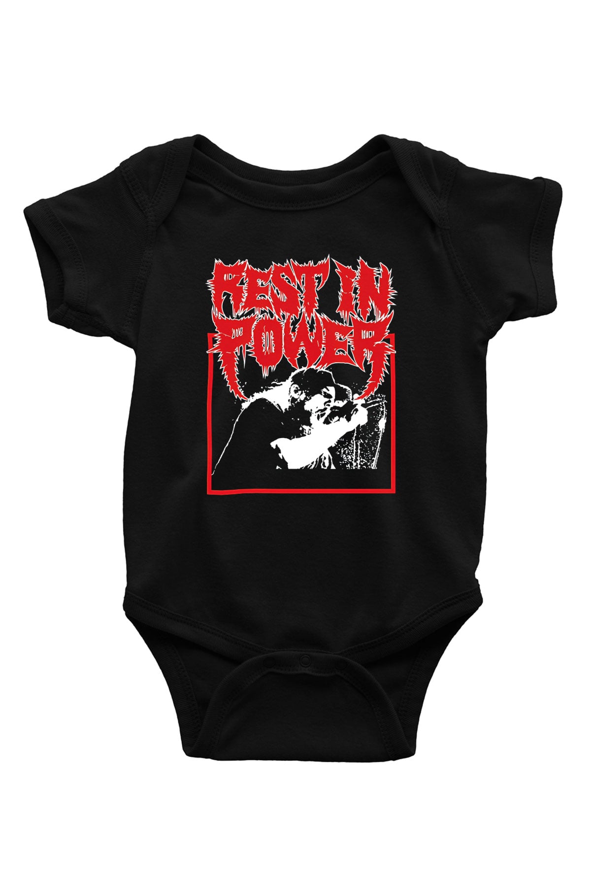 Power Trip Baskılı Unisex Siyah Bebek Body - Zıbın