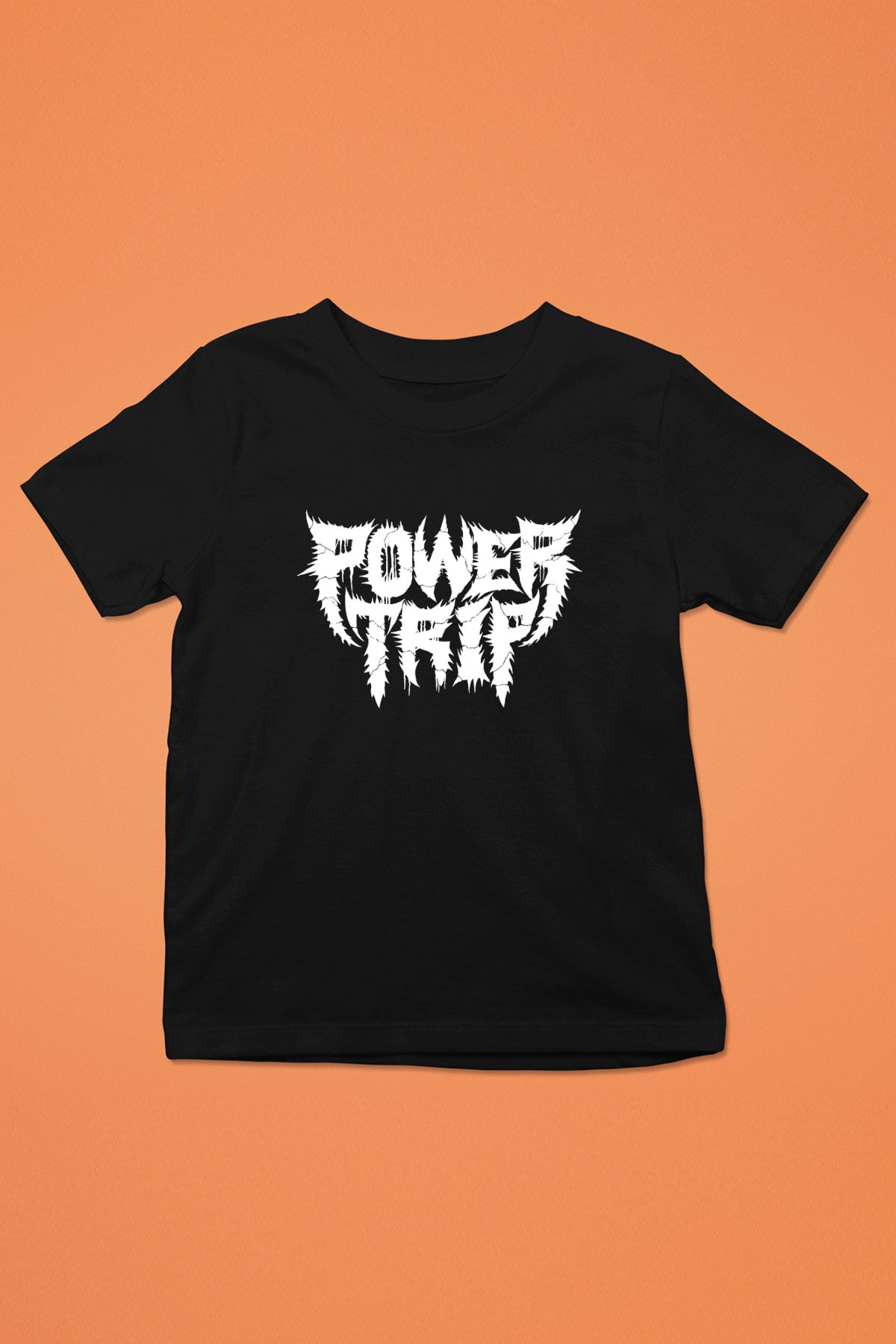 Power Trip Baskılı Unisex Siyah Çocuk Tişört - Tshirt