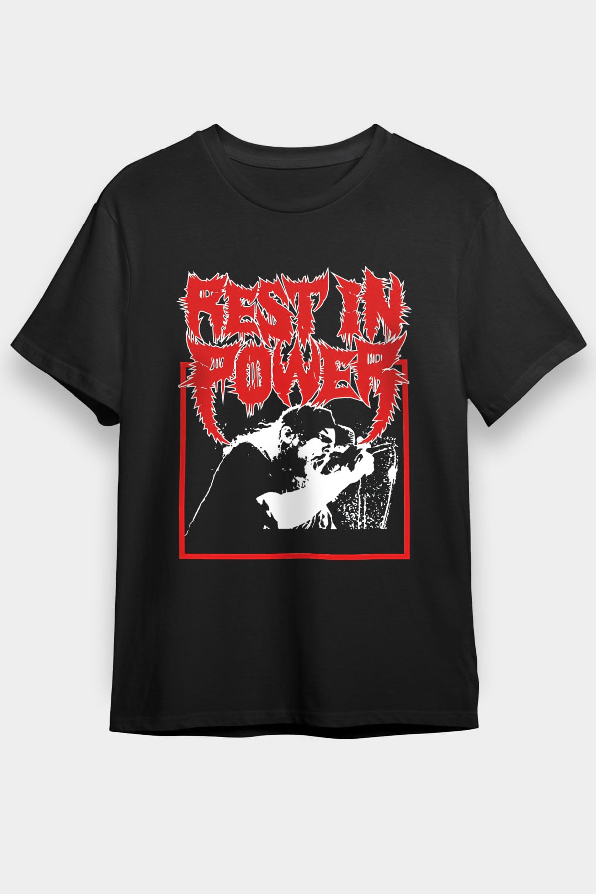 Power Trip Baskılı Unisex Siyah Tişört - Tshirt