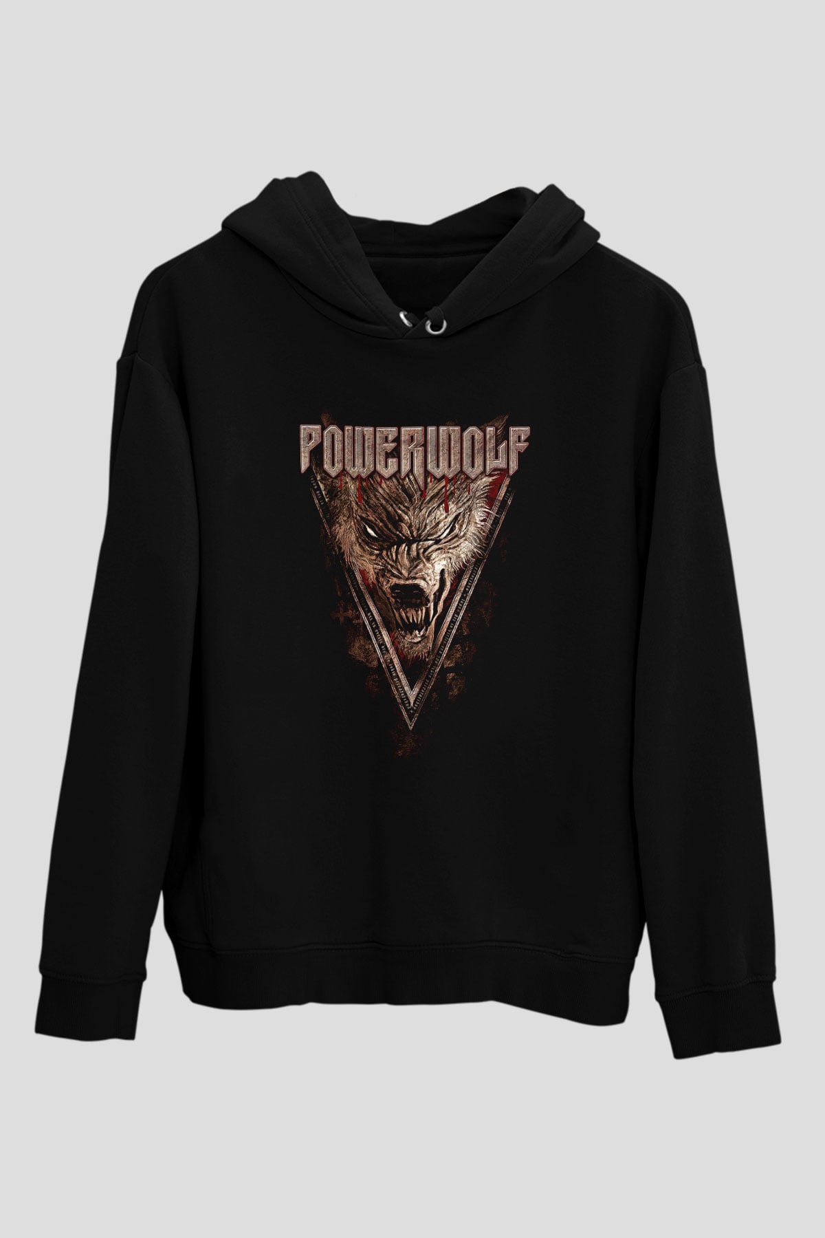 Powerwolf Baskılı Unisex Siyah Kapüşonlu Sweatshirt