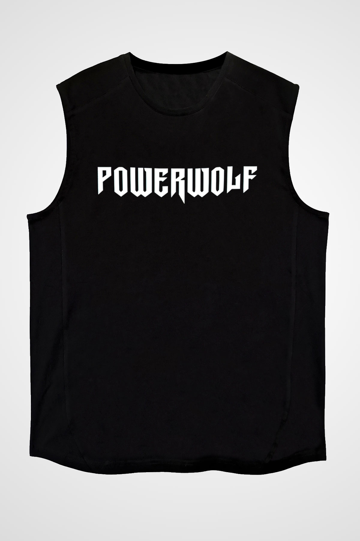 Powerwolf Baskılı Unisex Siyah Kolsuz Tişört - Tshirt