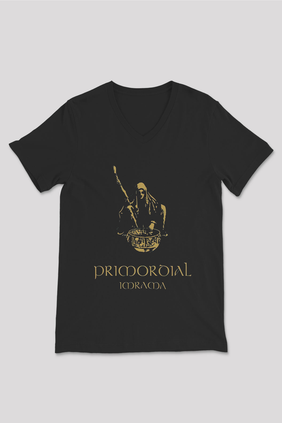 Primordial Siyah Unisex V Yaka Tişört T-Shirt