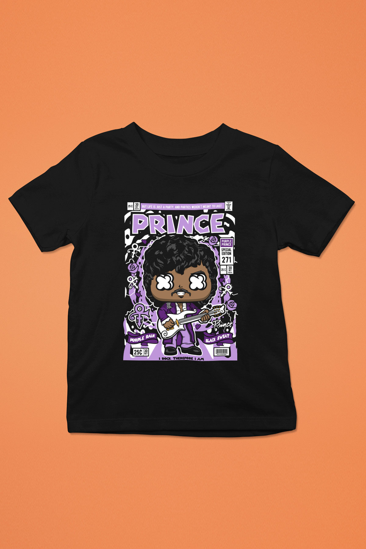 Prince Baskılı Unisex Siyah Çocuk Tişört