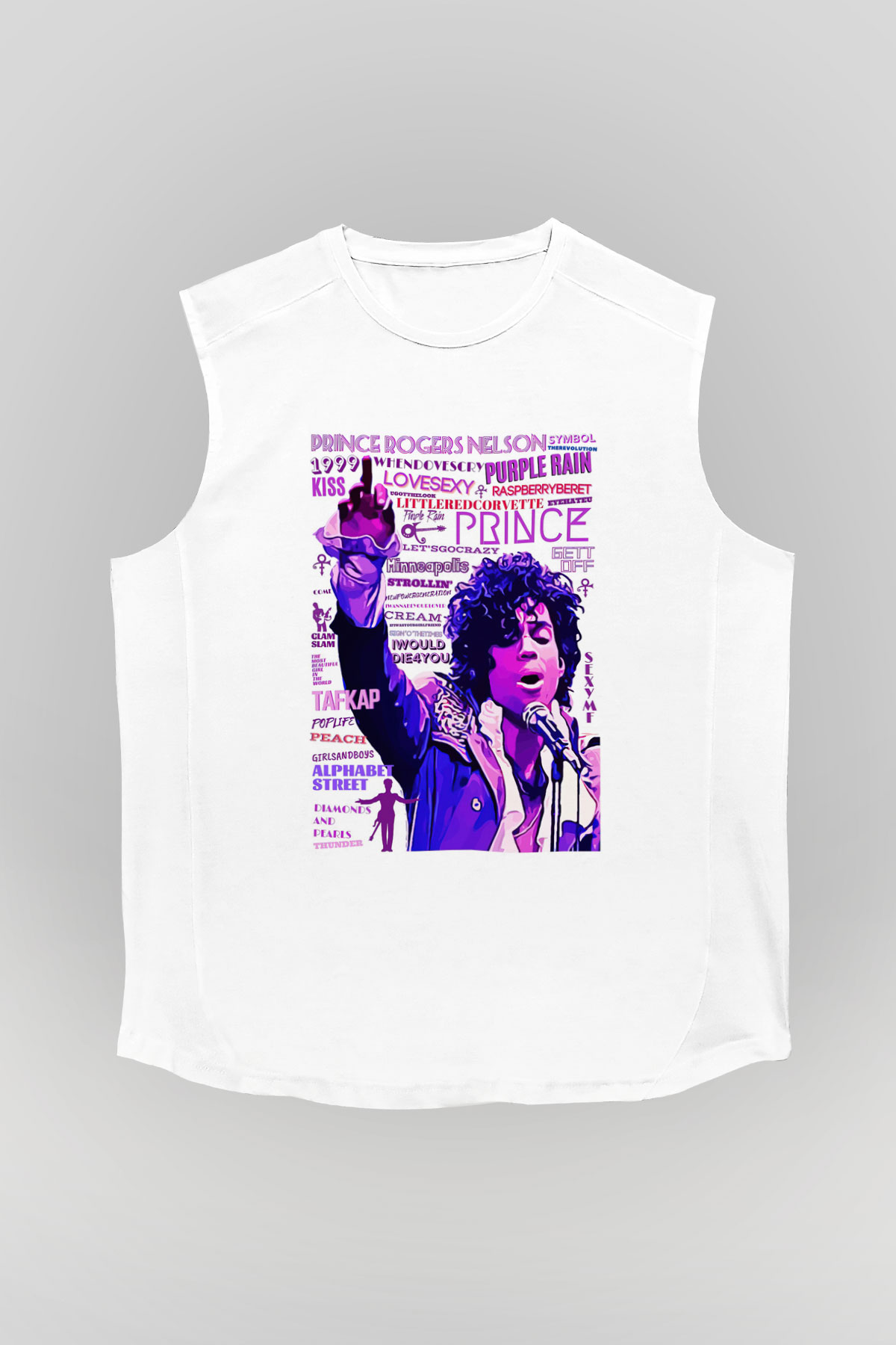 Prince Beyaz Unisex Kolsuz Tişört