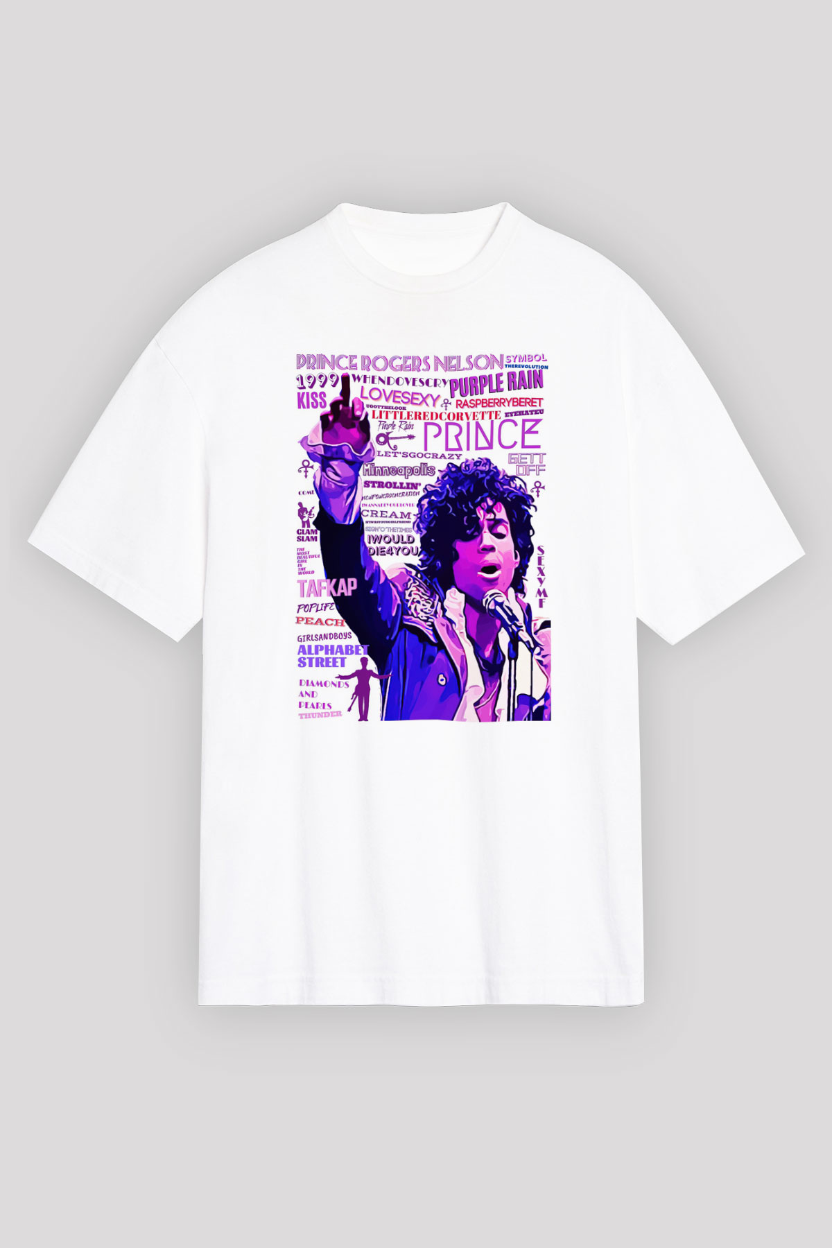 Prince Beyaz Unisex Tişört T-Shirt - TişörtFabrikası